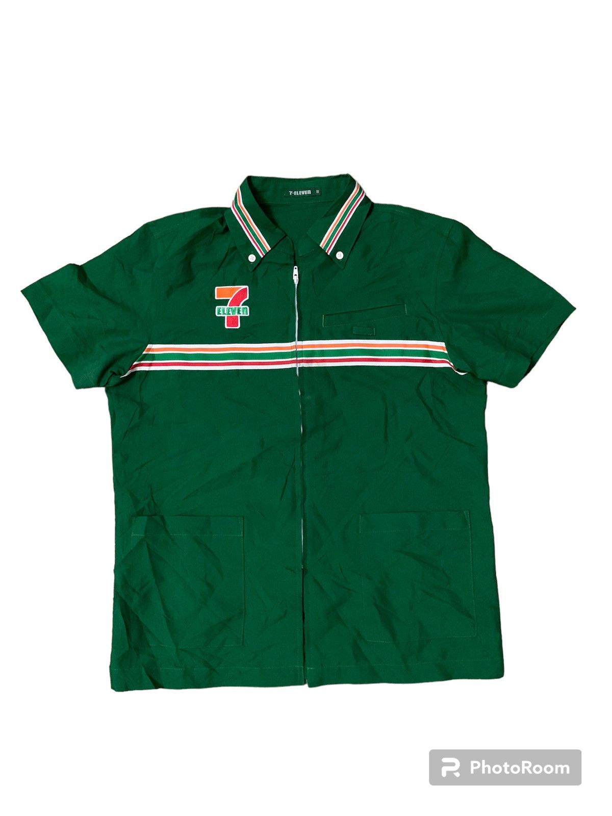image of Seven 7 Nice 7 Eleven Uniform Zipper Shirt in Green, Men's (Size Large)