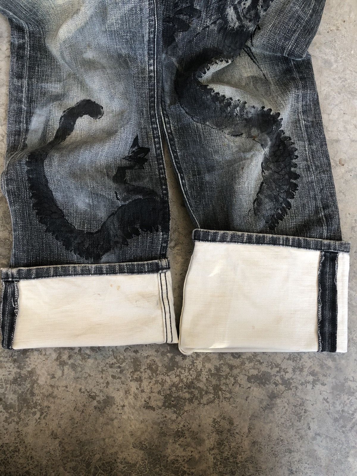 Japanese Brand Japanese Brand Coromool Dragon Painted Distressed Jeans Size US 33 - 16 Thumbnail
