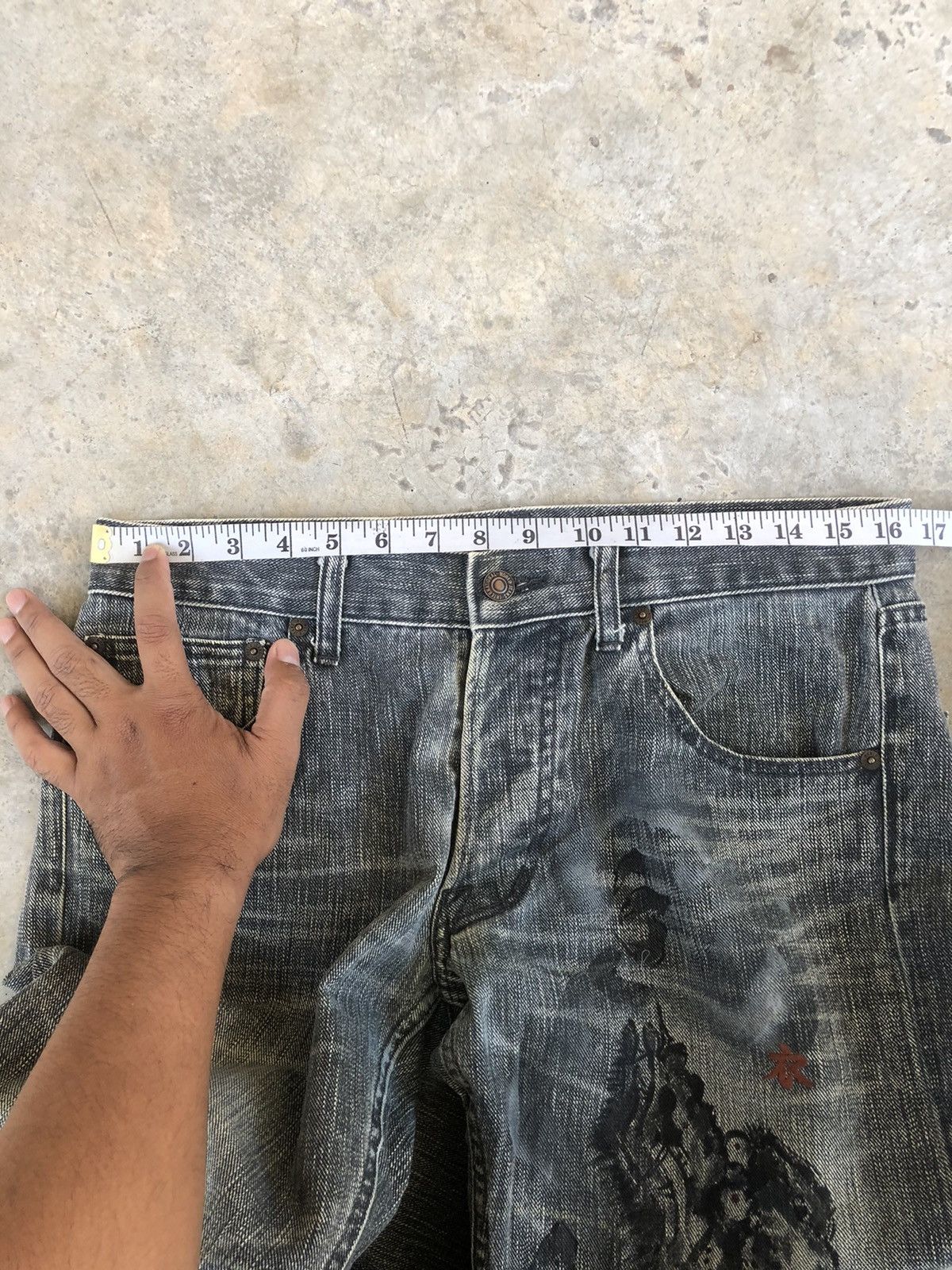 Japanese Brand Japanese Brand Coromool Dragon Painted Distressed Jeans Size US 33 - 11 Thumbnail
