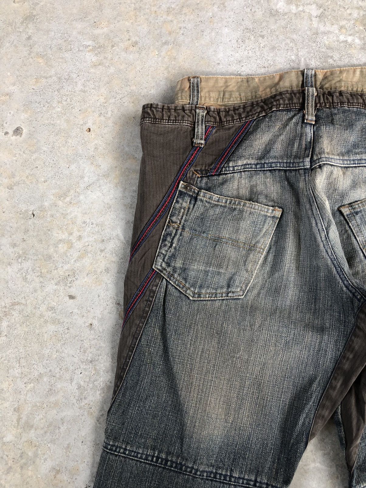 Japanese Brand Nouveau Brillant Homme Double Waist Distressed Jeans Size US 30 / EU 46 - 9 Thumbnail
