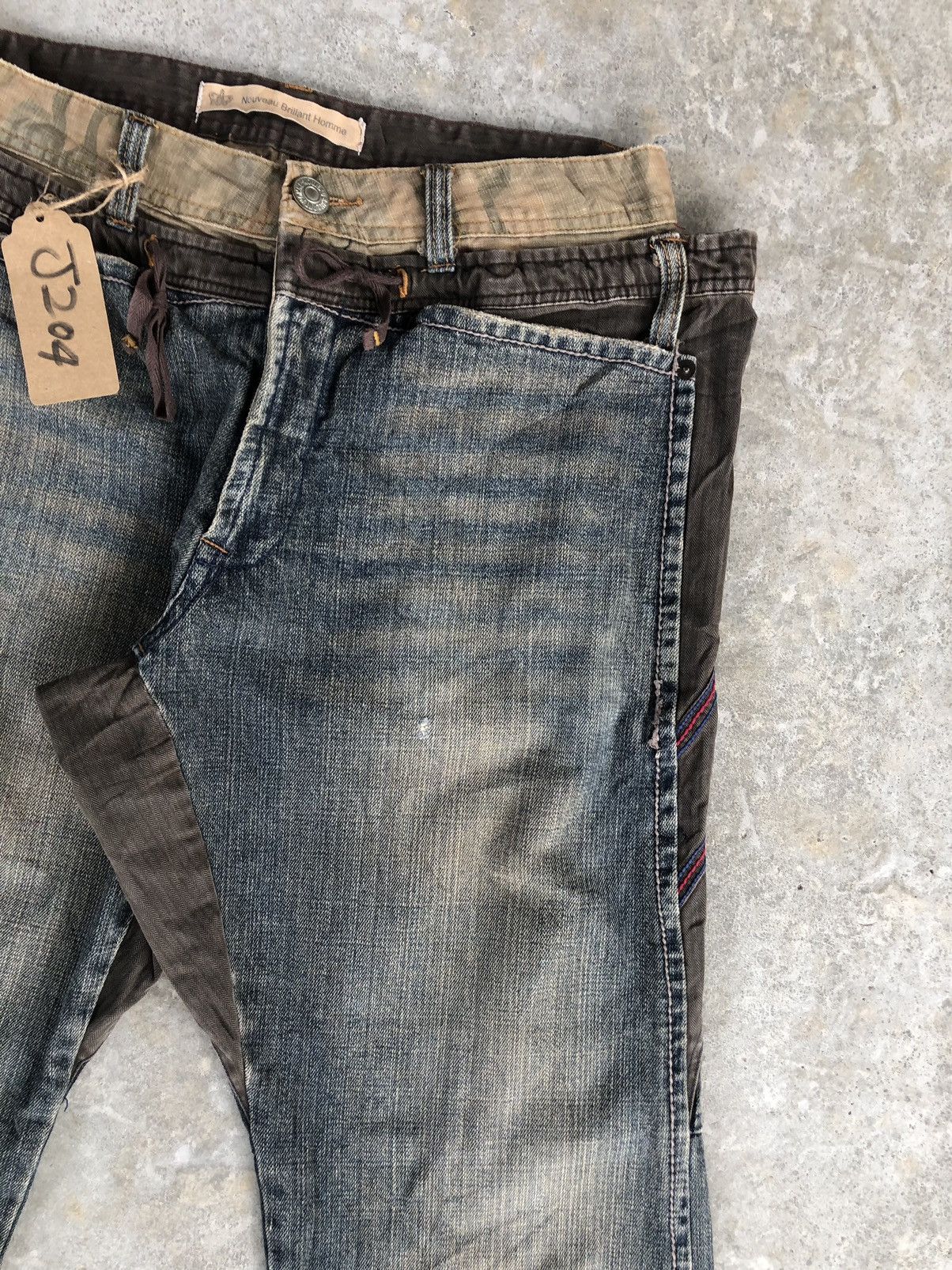 Japanese Brand Nouveau Brillant Homme Double Waist Distressed Jeans Size US 30 / EU 46 - 5 Thumbnail