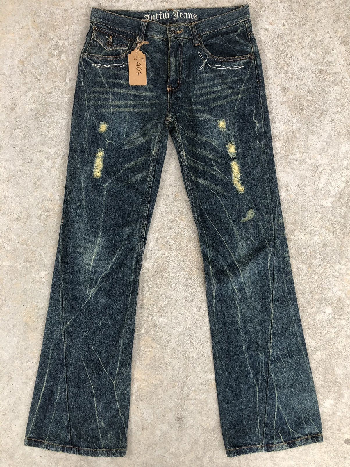 If Six Was Nine Japanese Antfui Flared Jeans Distressed Jeans Size US 33 - 1 Thumbnail