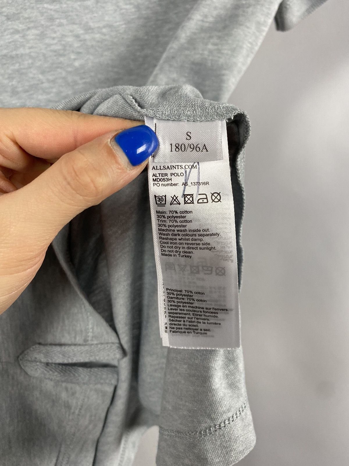 Allsaints Allsaints gray polo T-shirts size S Size US S / EU 44-46 / 1 - 4 Thumbnail