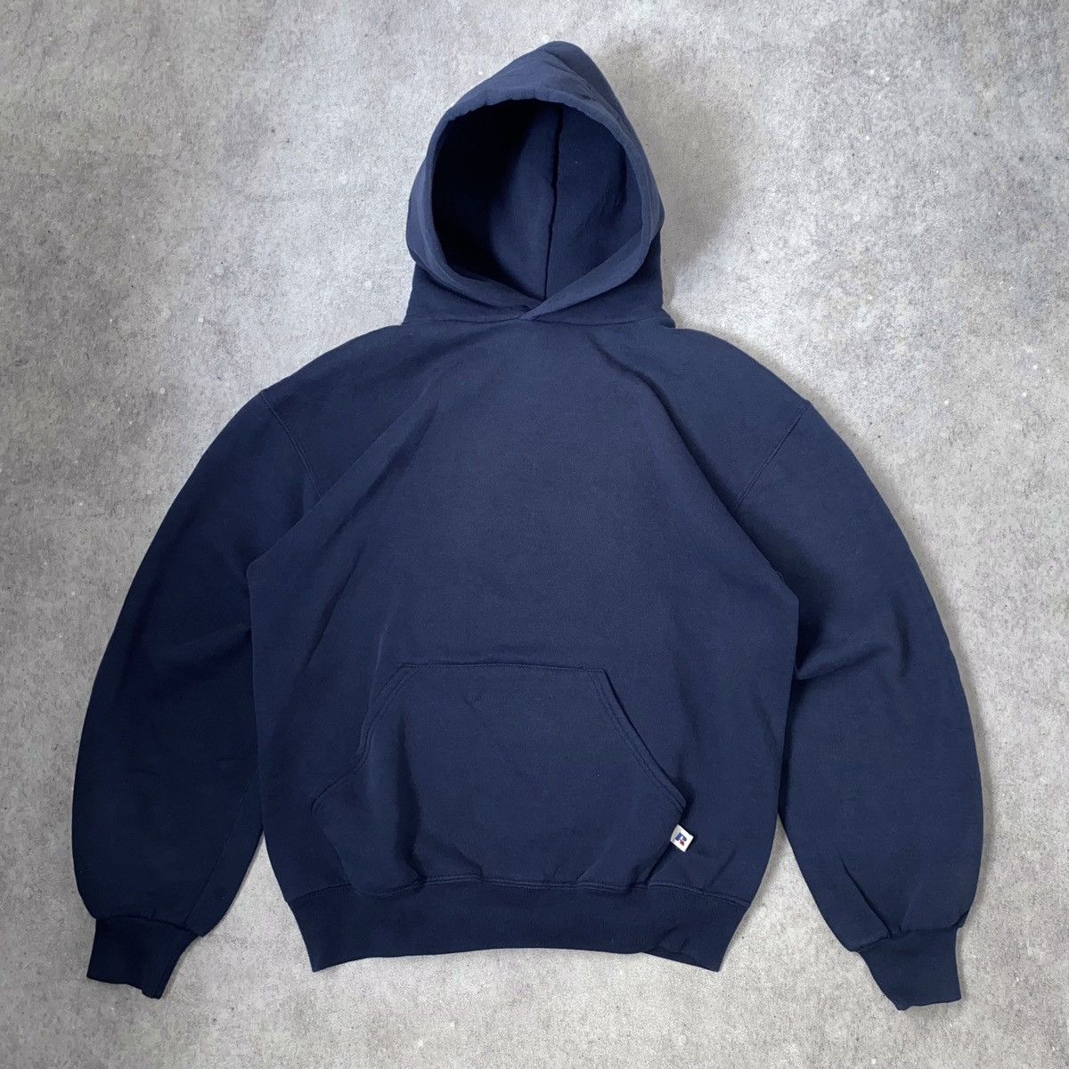 Sweat à Capuche Vintage Russell Athletic - Navy - Taille XL - Style Années 90 USA