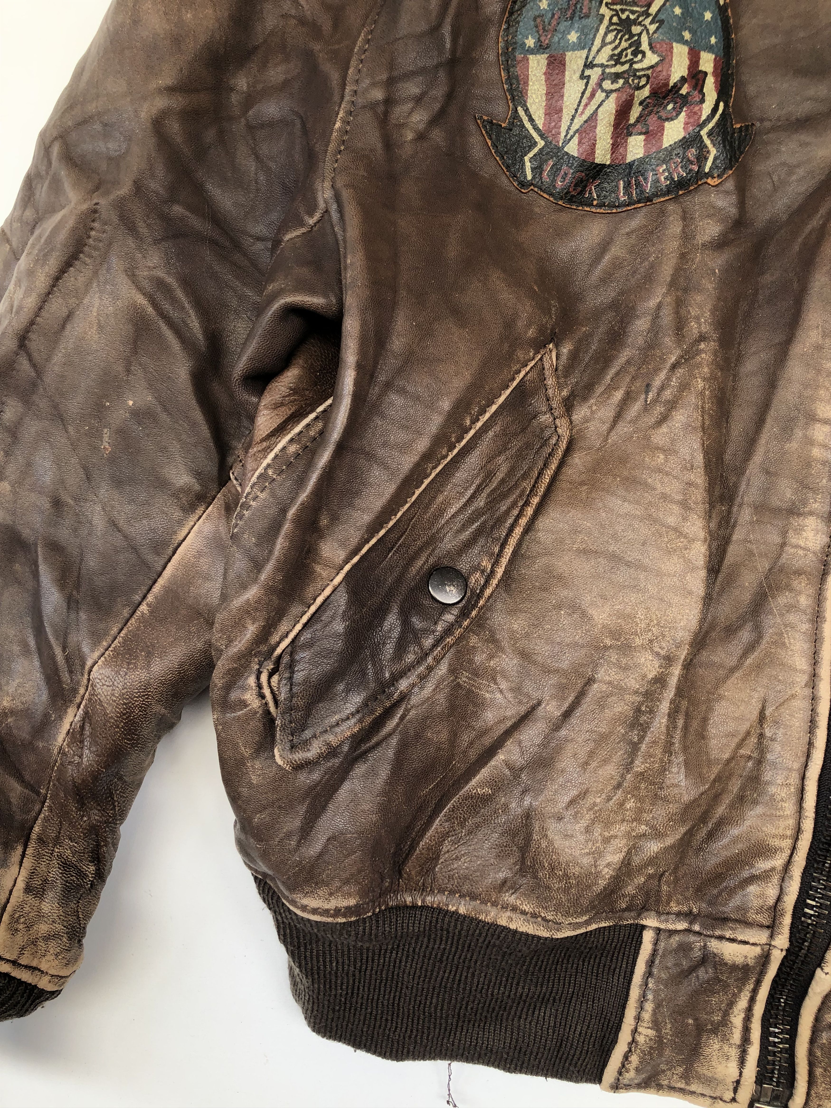 Vintage RARE 🔥VINTAGE 80’S MA-1 FIGHTER LEATHER JACKET Size US L / EU 52-54 / 3 - 10 Thumbnail