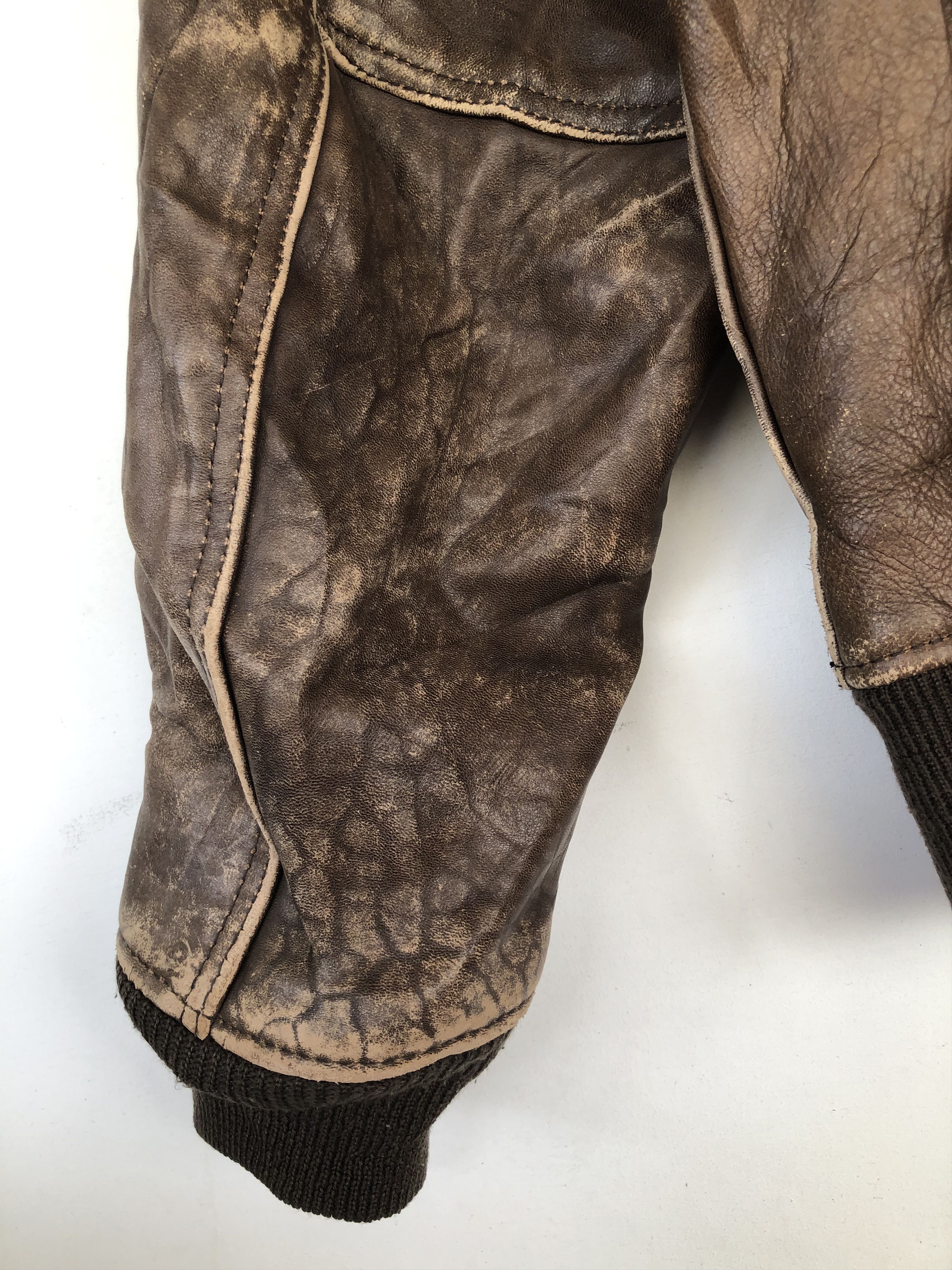 Vintage RARE 🔥VINTAGE 80’S MA-1 FIGHTER LEATHER JACKET Size US L / EU 52-54 / 3 - 11 Thumbnail