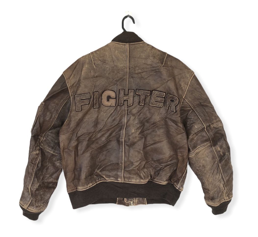 Vintage RARE 🔥VINTAGE 80’S MA-1 FIGHTER LEATHER JACKET Size US L / EU 52-54 / 3 - 2 Thumbnail
