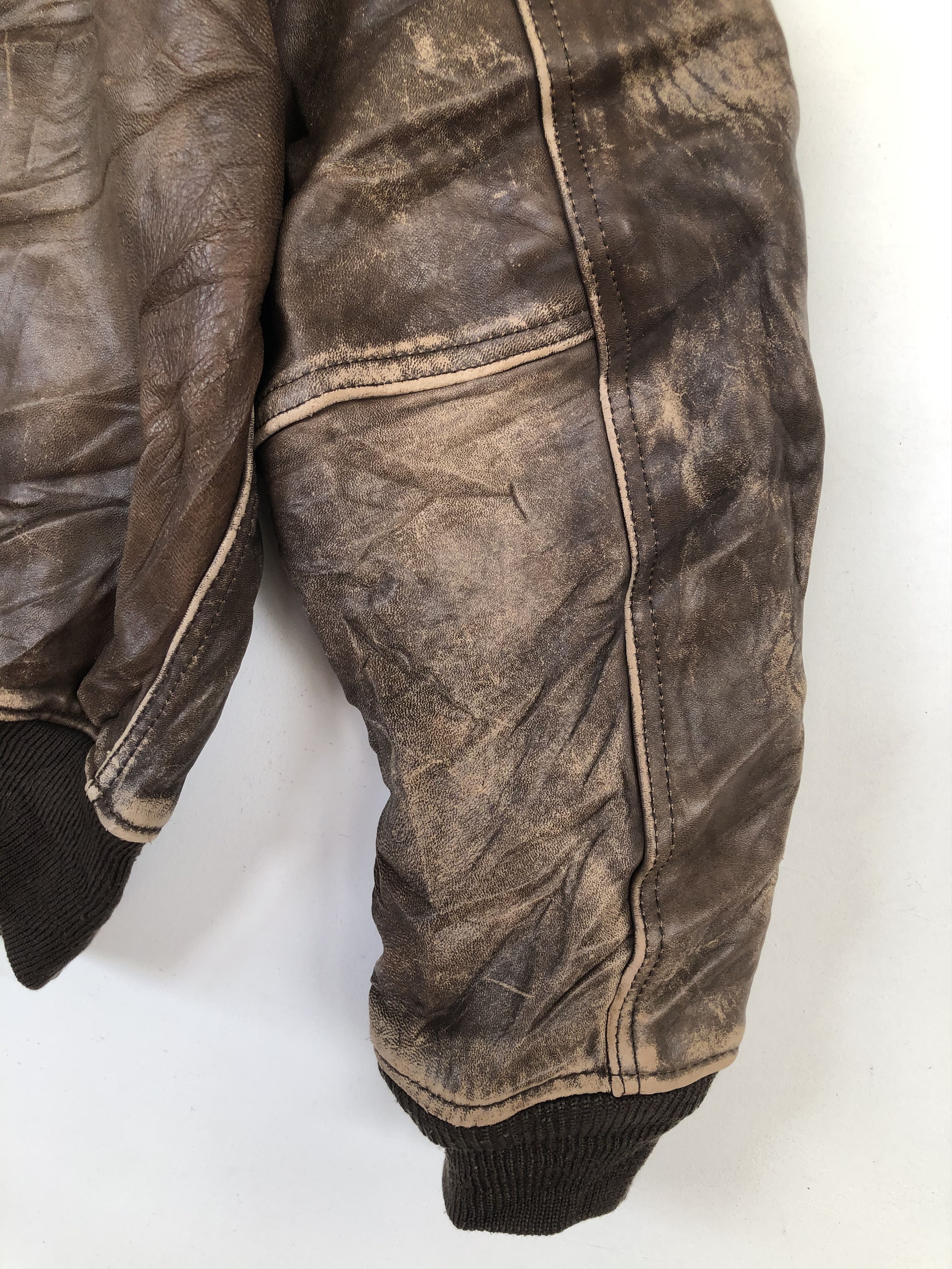 Vintage RARE 🔥VINTAGE 80’S MA-1 FIGHTER LEATHER JACKET Size US L / EU 52-54 / 3 - 13 Thumbnail