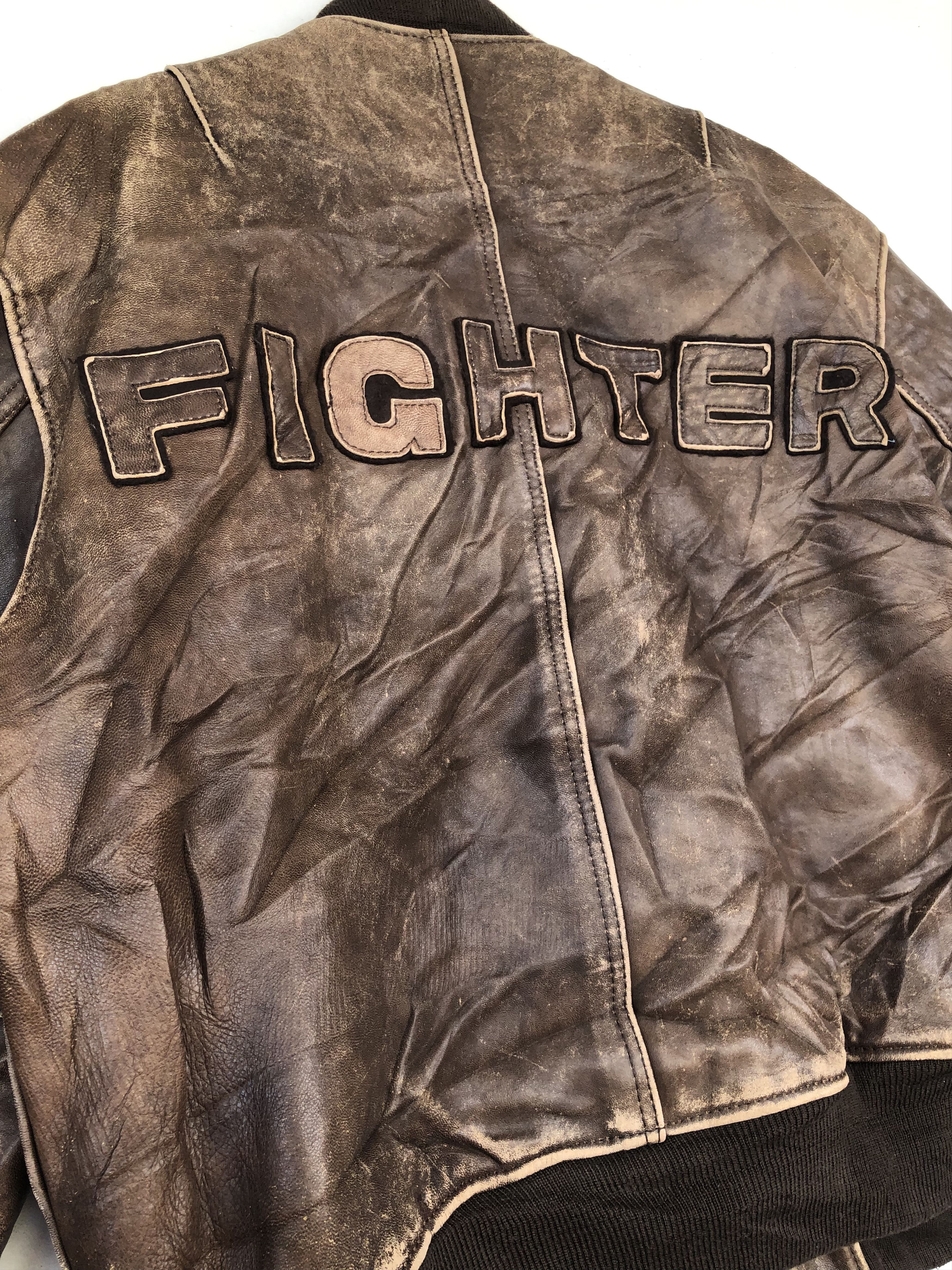 Vintage RARE 🔥VINTAGE 80’S MA-1 FIGHTER LEATHER JACKET Size US L / EU 52-54 / 3 - 12 Thumbnail