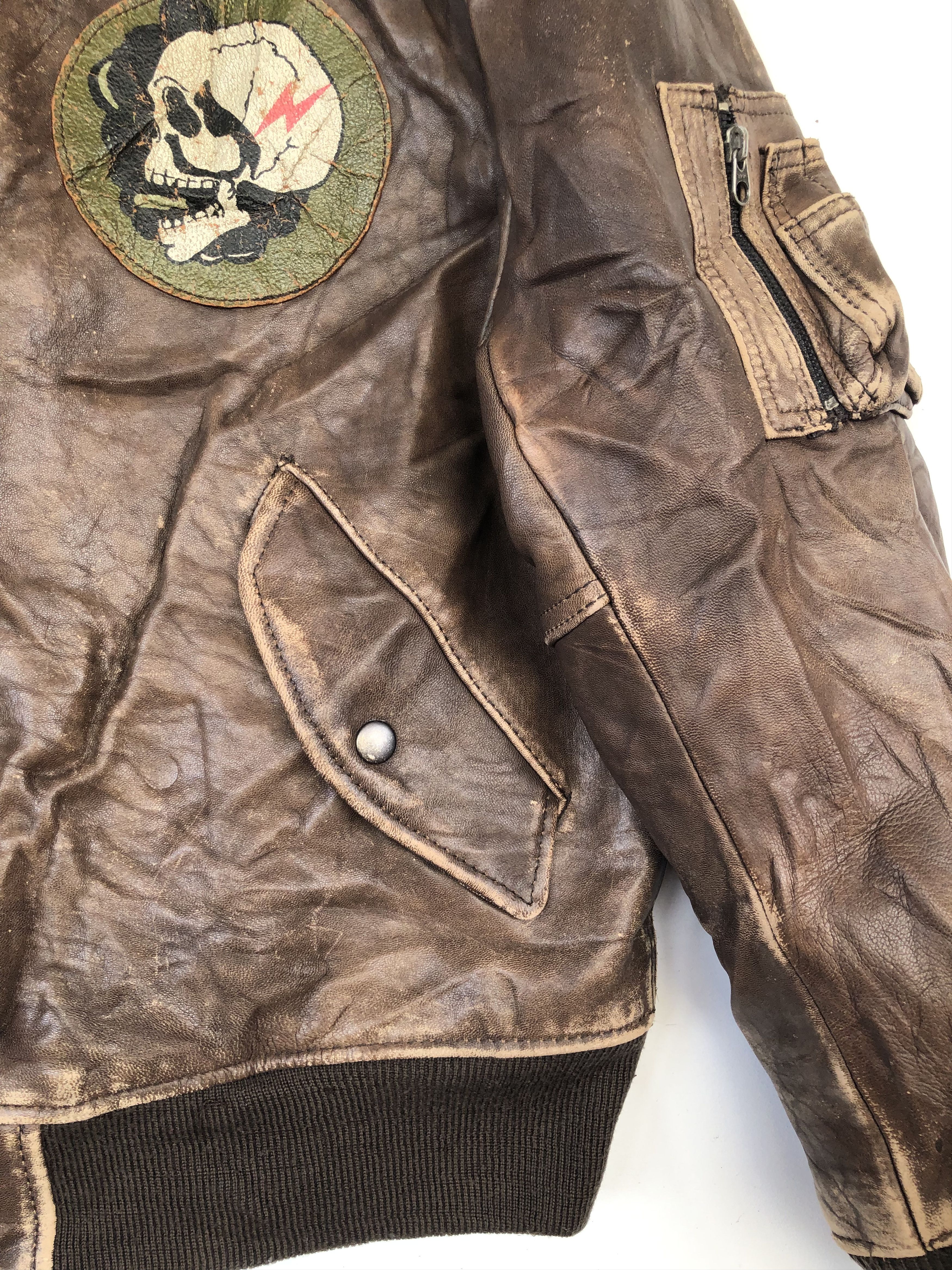 Vintage RARE 🔥VINTAGE 80’S MA-1 FIGHTER LEATHER JACKET Size US L / EU 52-54 / 3 - 9 Thumbnail