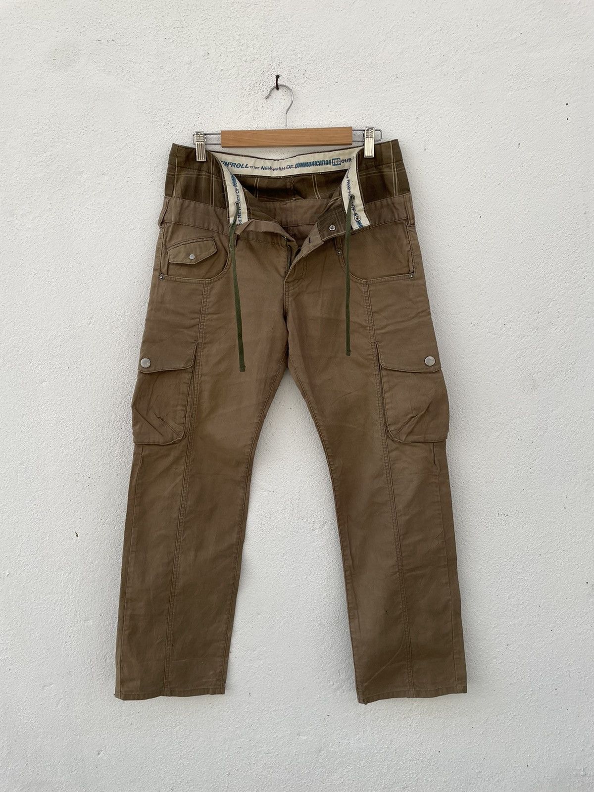 Japanese Brand × PPFM PPFM Double Waist Drawstring Cargo Pants Size US 33 - 1 Thumbnail