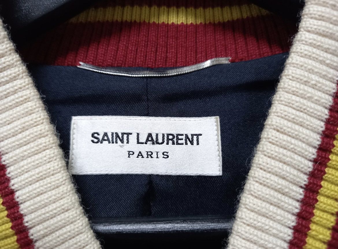 Hedi Slimane × Saint Laurent Paris 14SS Blue Satin Teddy Jacket Size 50S - 4 Thumbnail