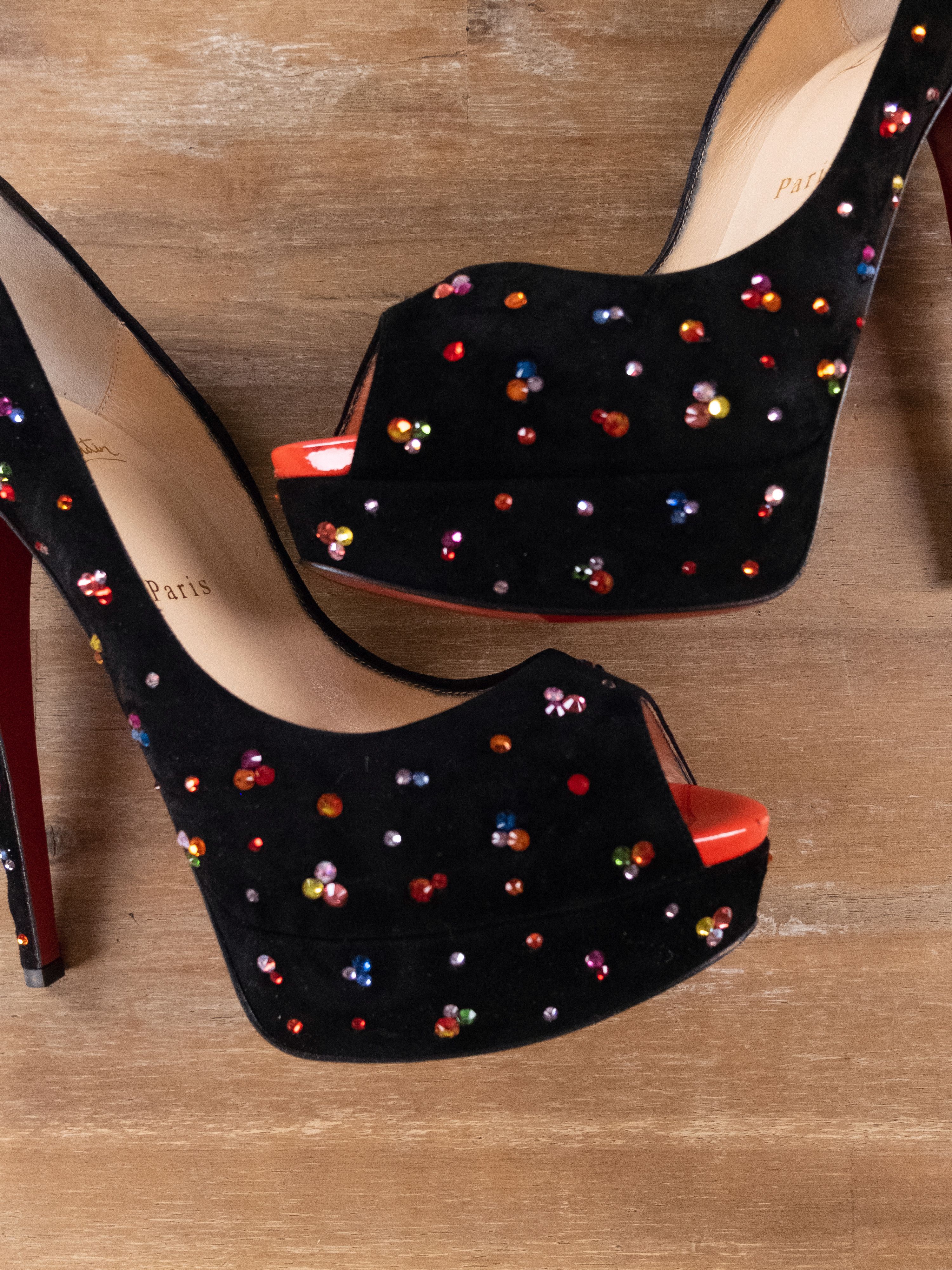 Christian Louboutin CHRISTIAN LOUBOUTIN Lady Peep black crystal platform pumps Size US 10 / IT 40 - 5 Thumbnail
