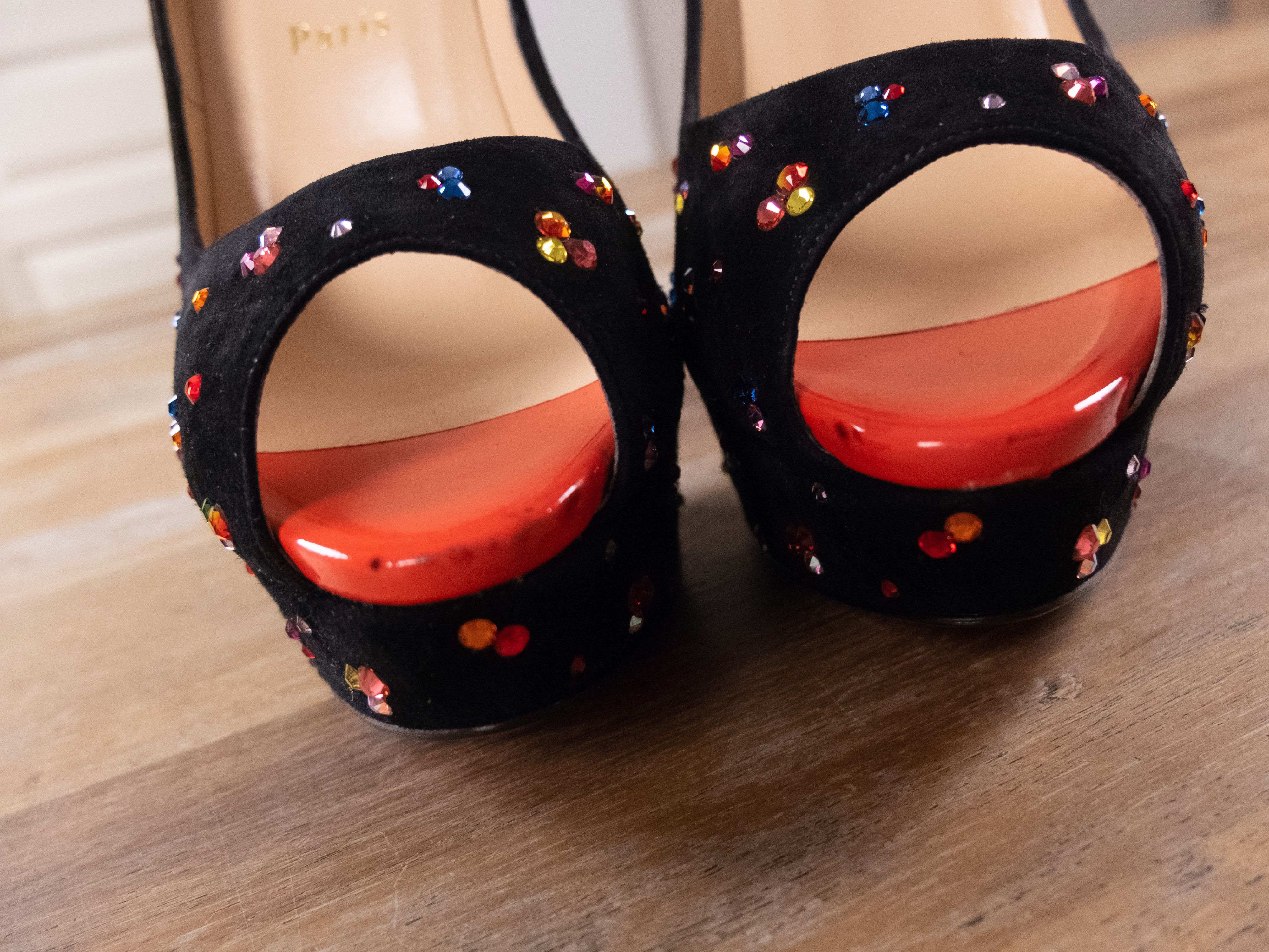 Christian Louboutin CHRISTIAN LOUBOUTIN Lady Peep black crystal platform pumps Size US 10 / IT 40 - 9 Thumbnail