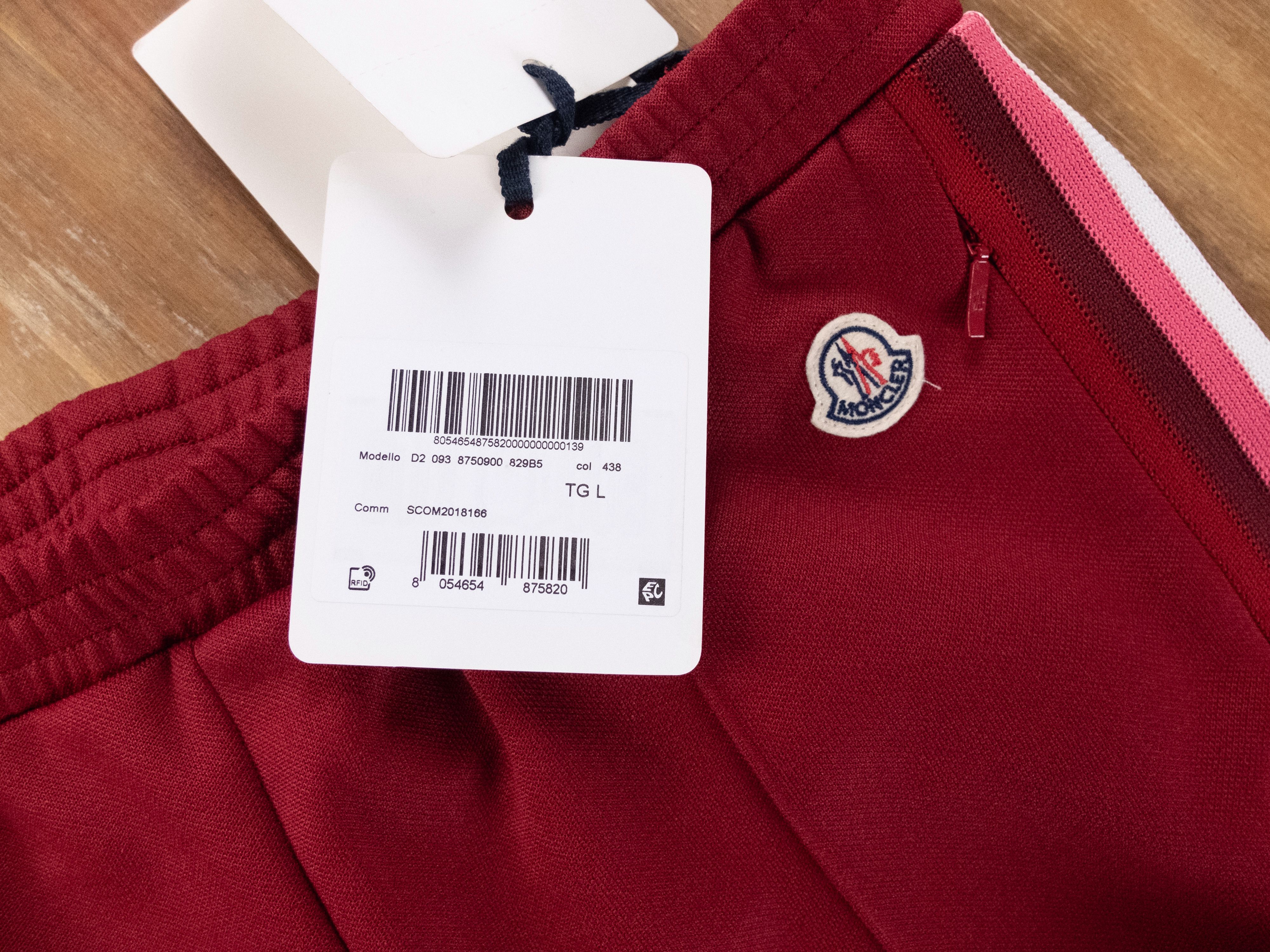 Moncler MONCLER side stripe red track pants jogger authentic Large Size 32" / US 10 / IT 46 - 5 Thumbnail