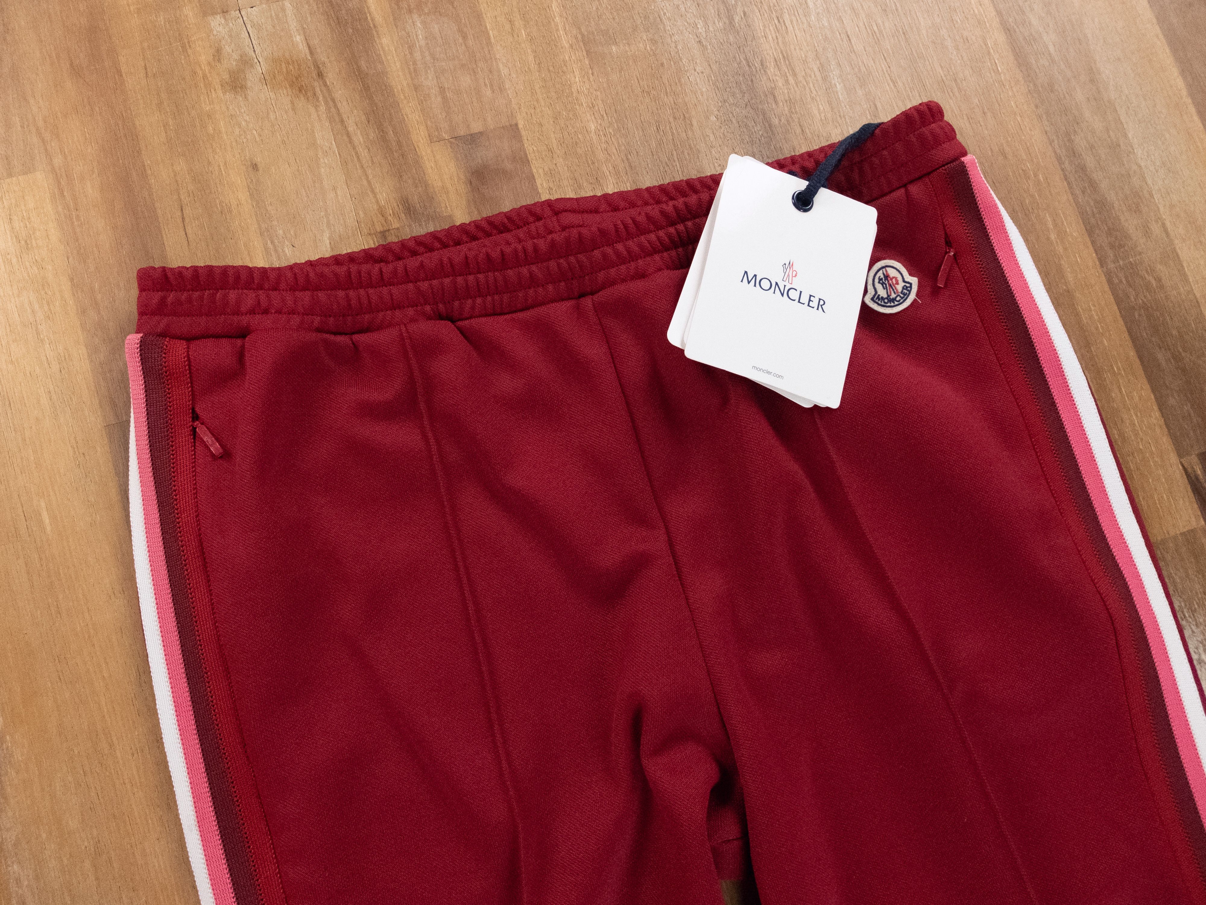 Moncler MONCLER side stripe red track pants jogger authentic Large Size 32" / US 10 / IT 46 - 4 Thumbnail