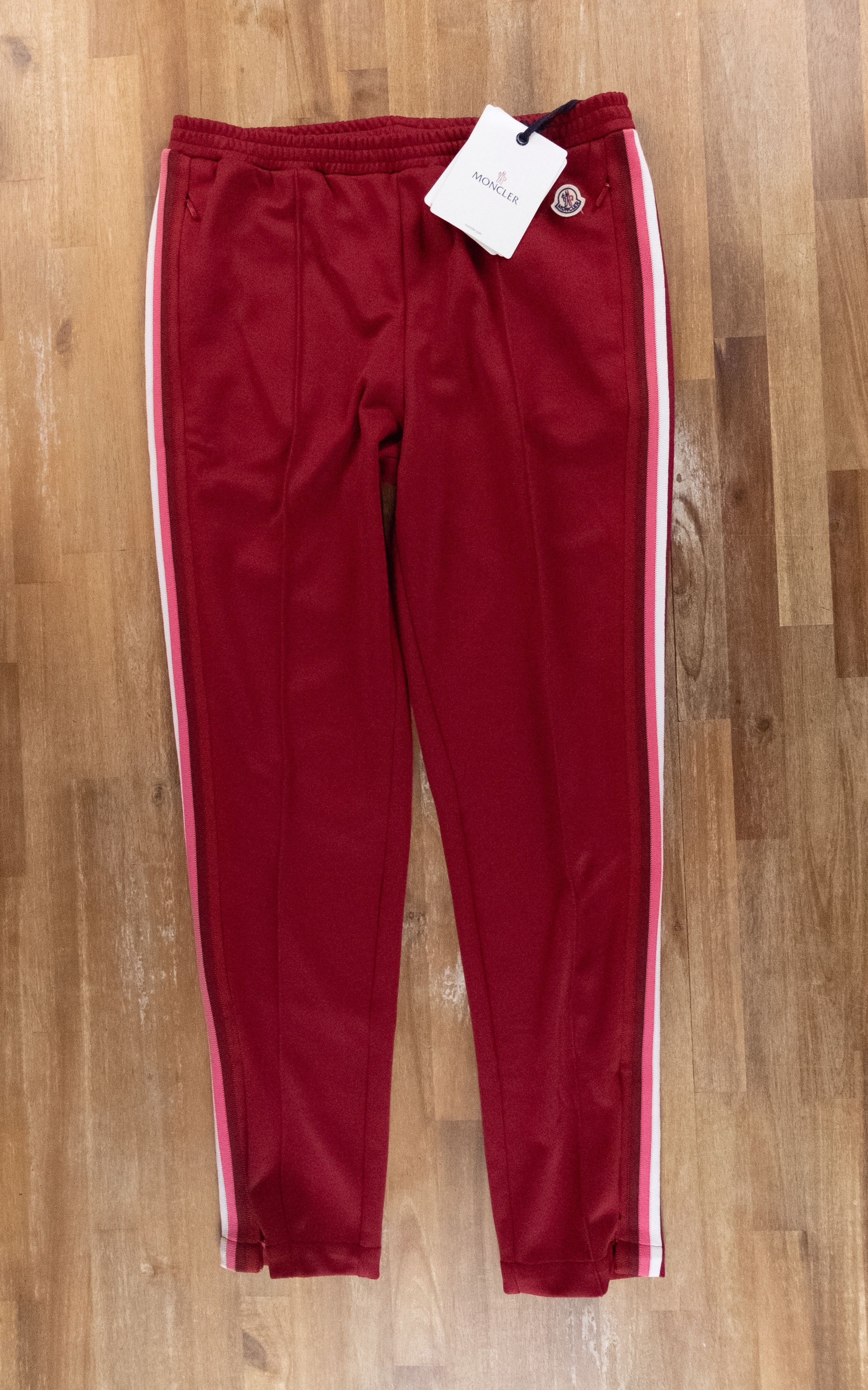 Moncler MONCLER side stripe red track pants jogger authentic Large Size 32" / US 10 / IT 46 - 1 Thumbnail