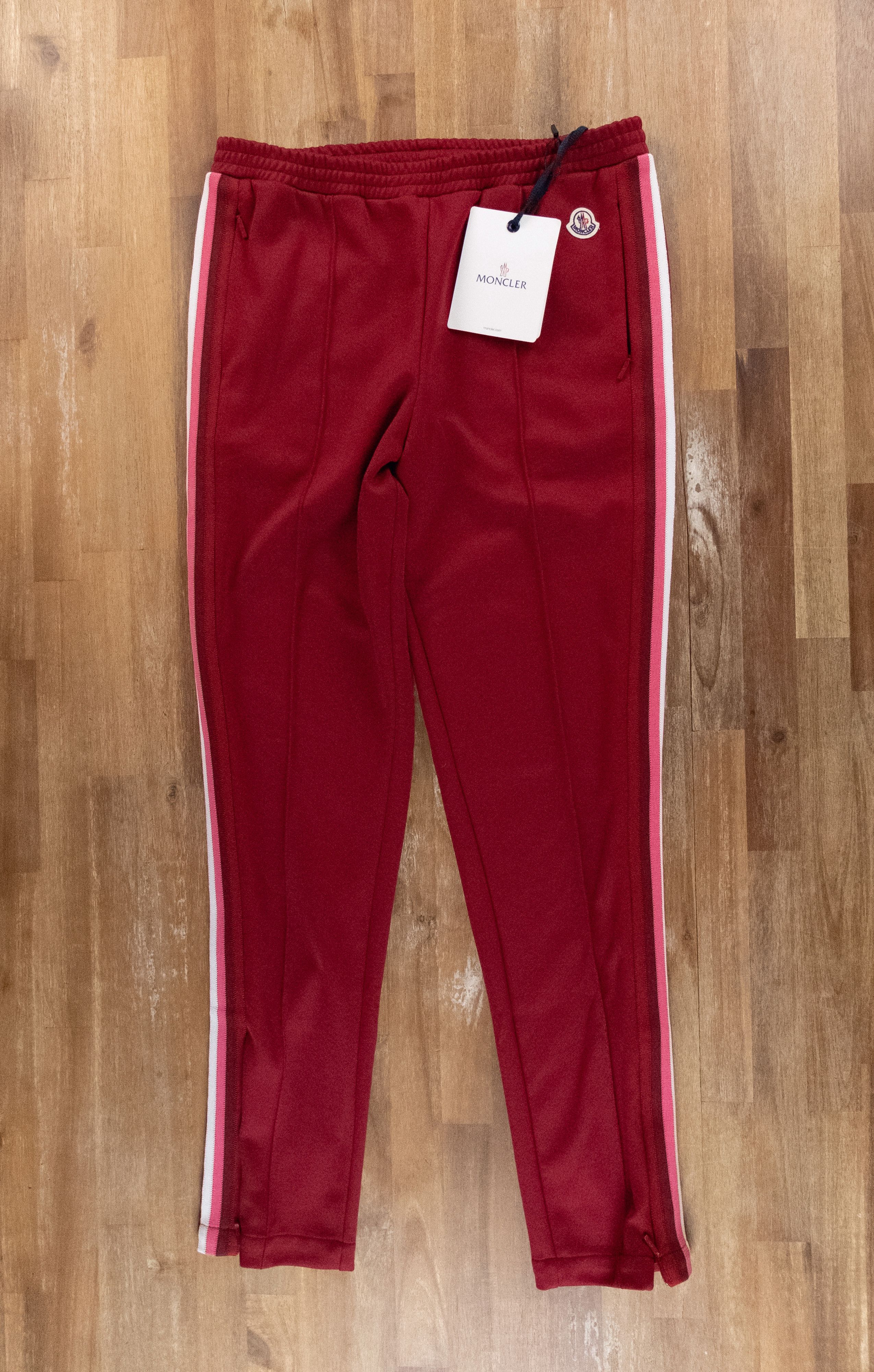 Moncler MONCLER side stripe red track pants jogger authentic Small Size 28" / US 6 / IT 42 - 1 Thumbnail