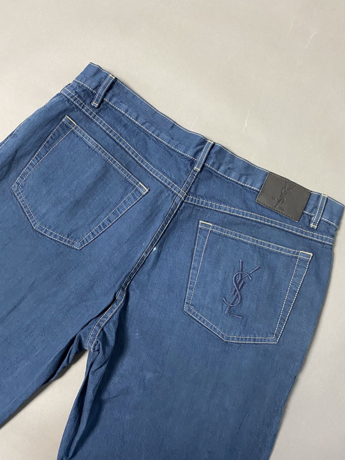 90s Yves Saint Laurent vintage navy jeans pants YSL big logo