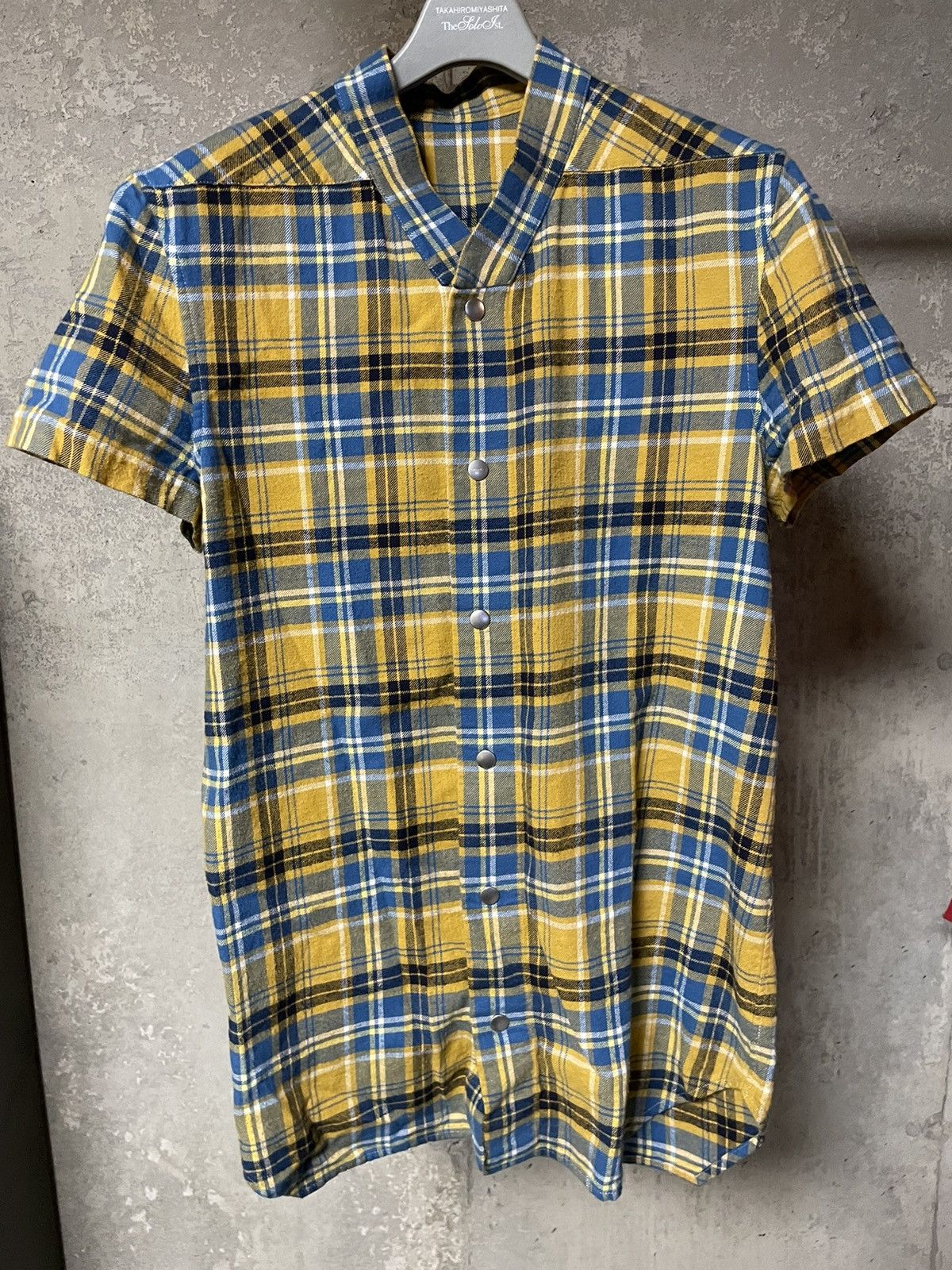 image of Rick Owens Ss21 Acid Plaid Golf Shirt, Men's (Size Medium)