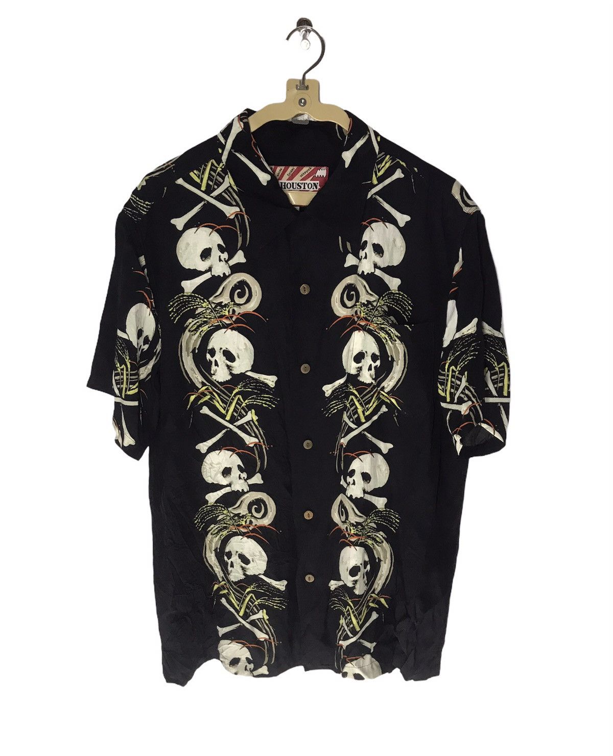 Skull Fullprint button up rayon shirt by houston