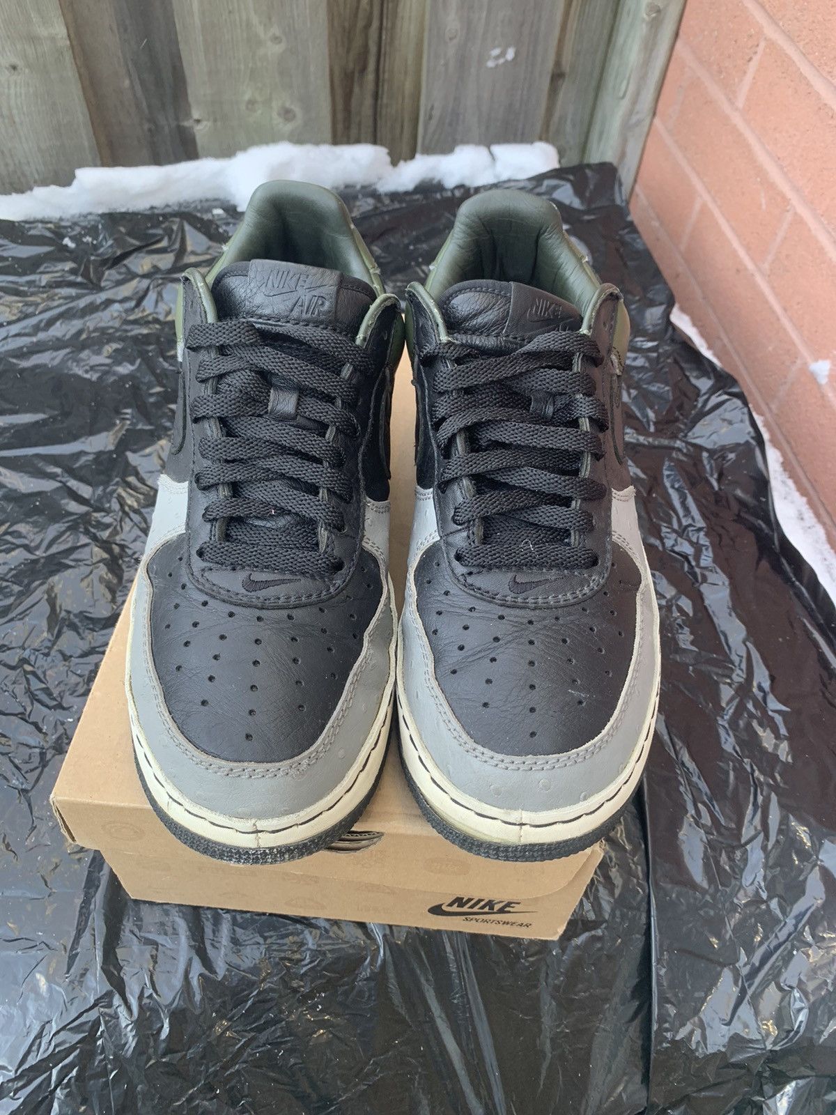 Nike Air Force 1 Low Insideout Black | Black-Army Olive Size US 11 / EU 44 - 2 Thumbnail