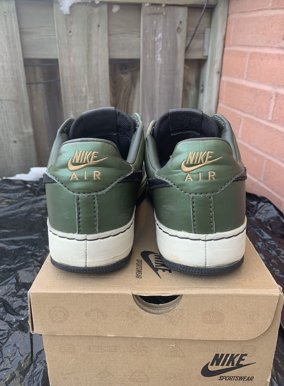 Nike Air Force 1 Low Insideout Black | Black-Army Olive Size US 11 / EU 44 - 4 Thumbnail