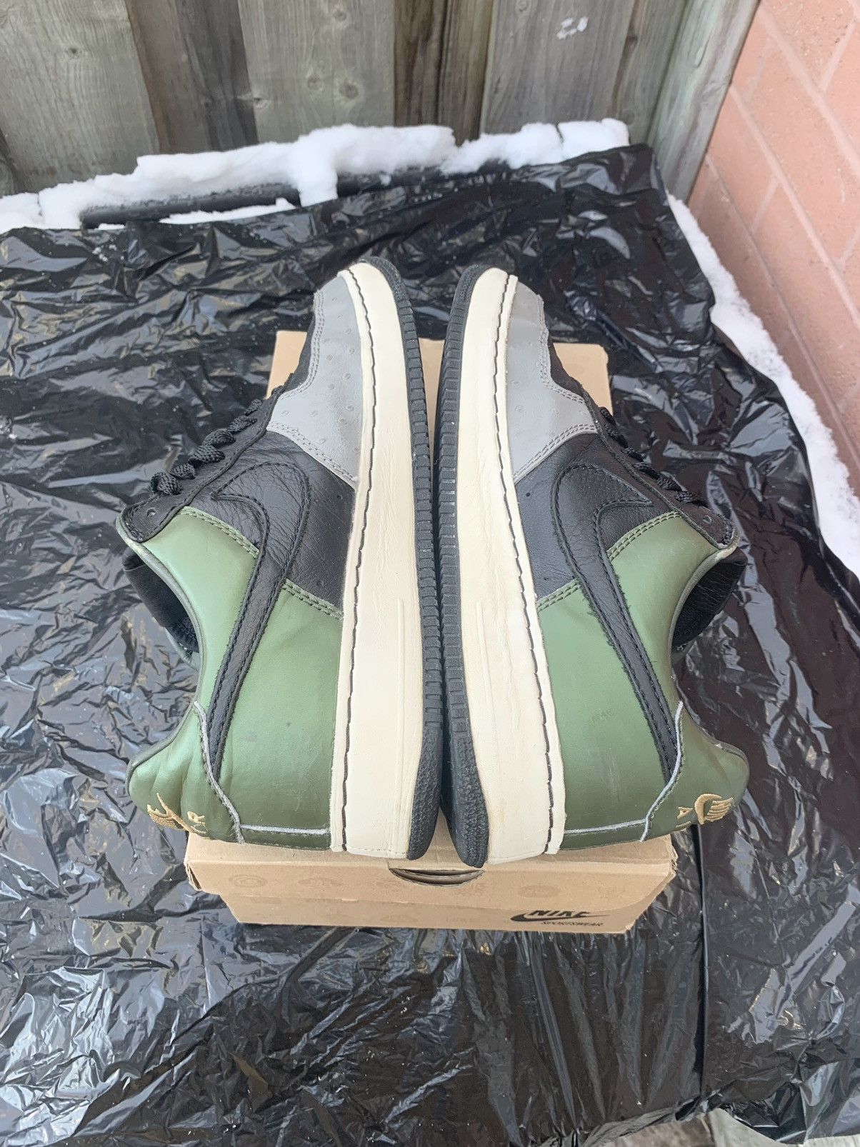 Nike Air Force 1 Low Insideout Black | Black-Army Olive Size US 11 / EU 44 - 5 Thumbnail