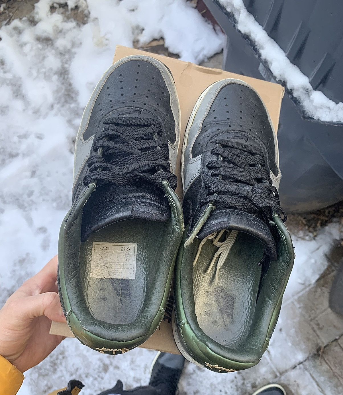 Nike Air Force 1 Low Insideout Black | Black-Army Olive Size US 11 / EU 44 - 3 Thumbnail