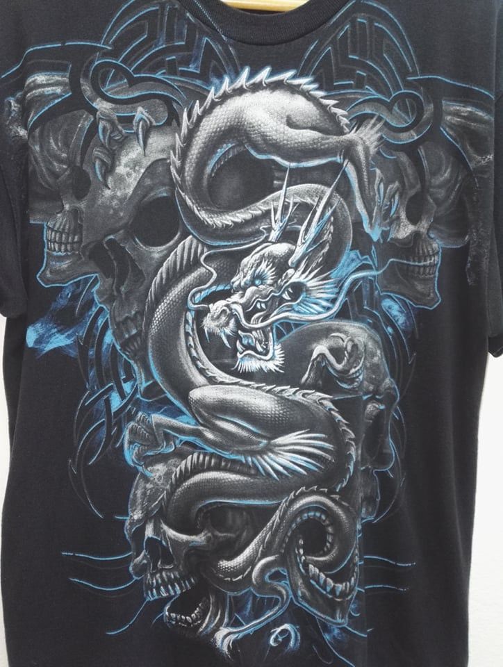 Vintage 🔥STEALS🔥 Skull & Dragon Full Print Shirt Size US L / EU 52-54 / 3 - 2 Thumbnail
