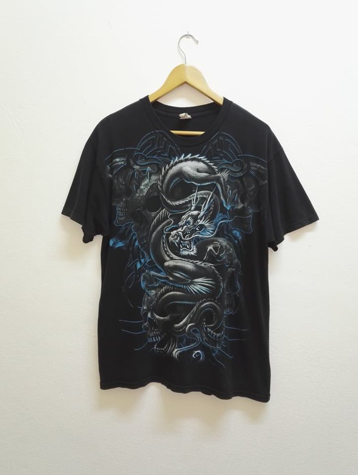 Vintage 🔥STEALS🔥 Skull & Dragon Full Print Shirt Size US L / EU 52-54 / 3 - 1 Thumbnail