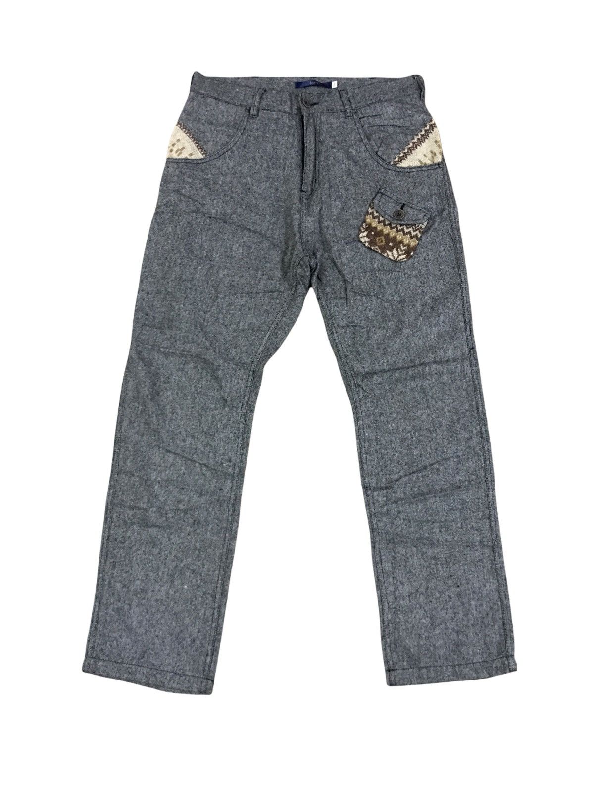 Japanese Brand Japanese Brand APPLY Wool Grey Ortega Pocket Design Pants Size US 30 / EU 46 - 1 Thumbnail