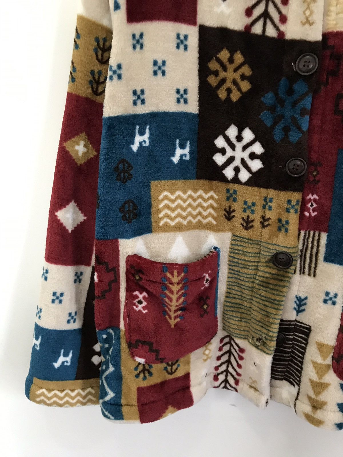 Designer × Japanese Brand Vintage Japanese Patchwork Print Fleece Jacket Nice Design Size US M / EU 48-50 / 2 - 5 Thumbnail