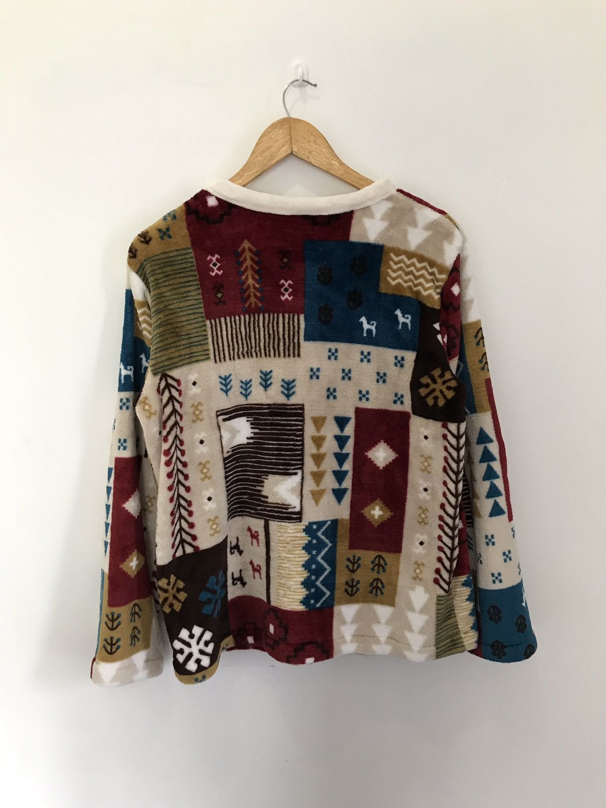 Designer × Japanese Brand Vintage Japanese Patchwork Print Fleece Jacket Nice Design Size US M / EU 48-50 / 2 - 2 Thumbnail