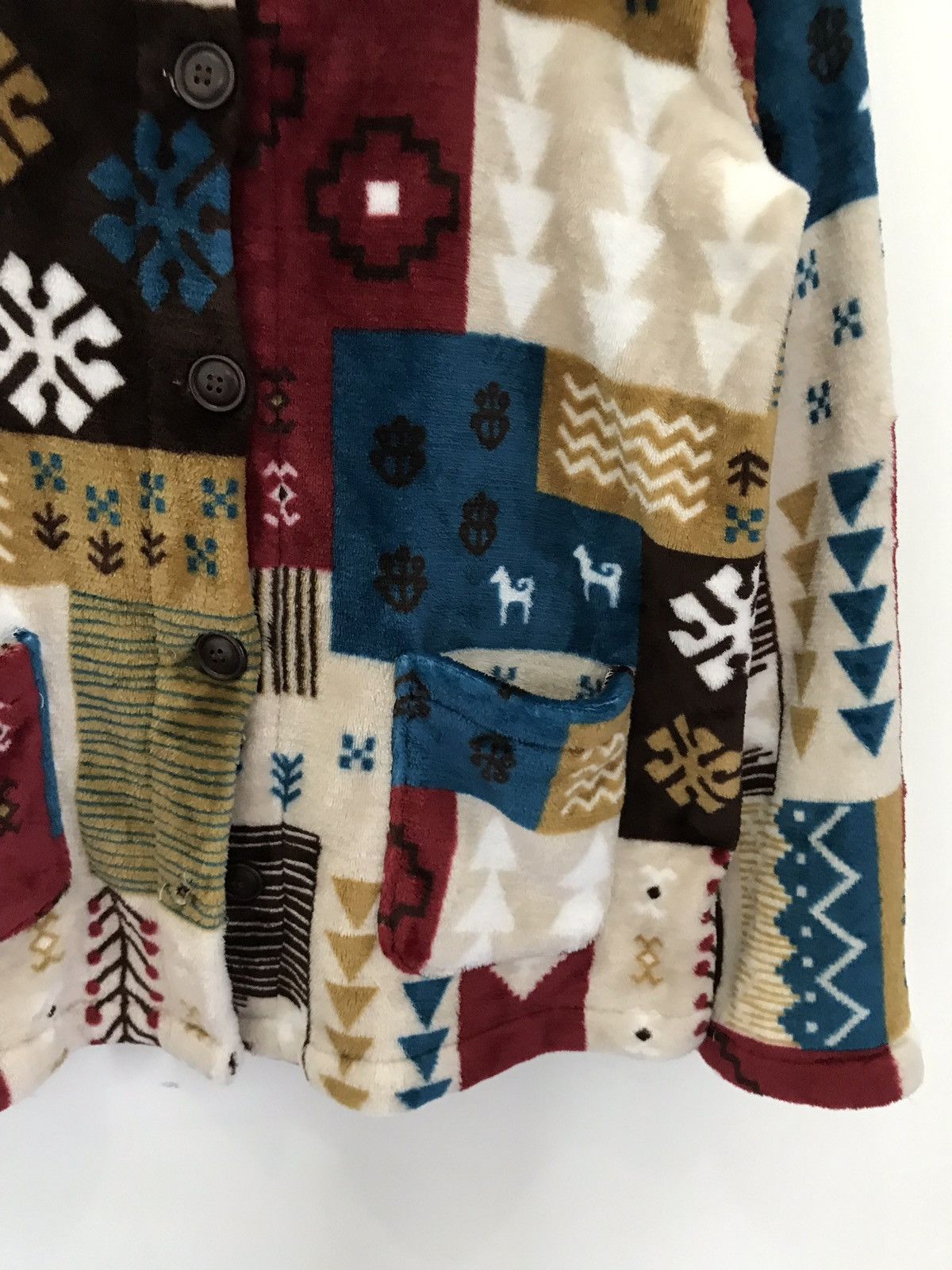 Designer × Japanese Brand Vintage Japanese Patchwork Print Fleece Jacket Nice Design Size US M / EU 48-50 / 2 - 6 Thumbnail