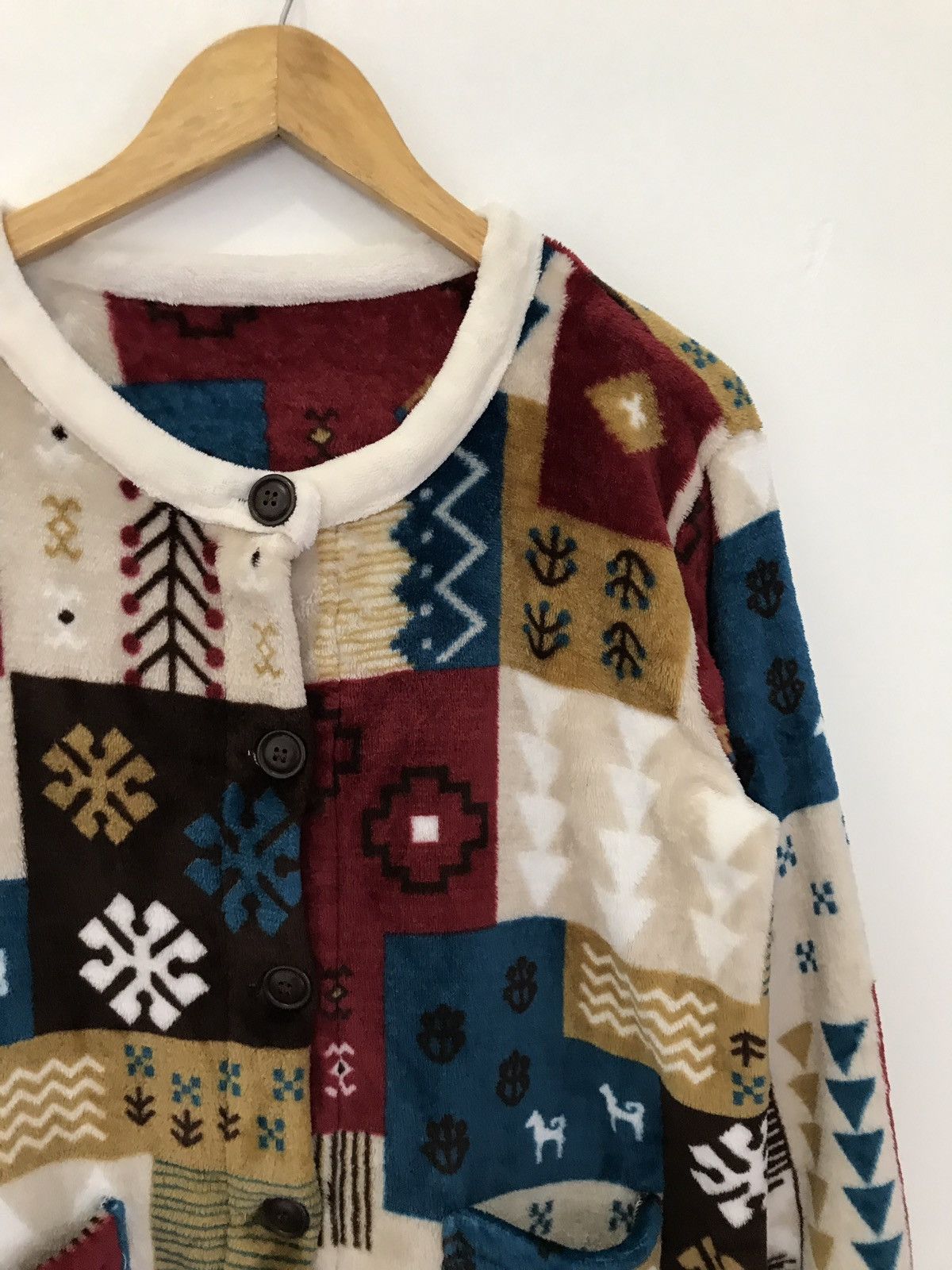 Designer × Japanese Brand Vintage Japanese Patchwork Print Fleece Jacket Nice Design Size US M / EU 48-50 / 2 - 4 Thumbnail