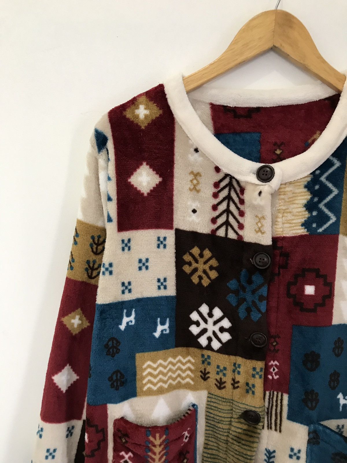 Designer × Japanese Brand Vintage Japanese Patchwork Print Fleece Jacket Nice Design Size US M / EU 48-50 / 2 - 3 Thumbnail