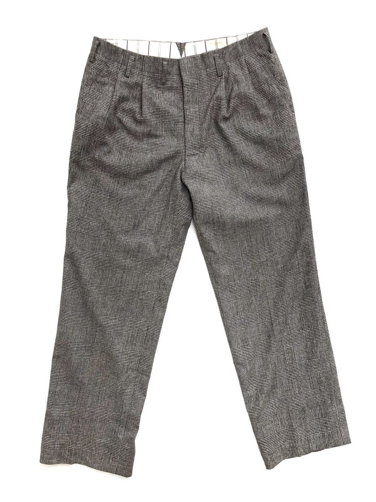 image of Fukada Wool Houndstooth Cropped Trousers in Grey, Men's (Size 30)