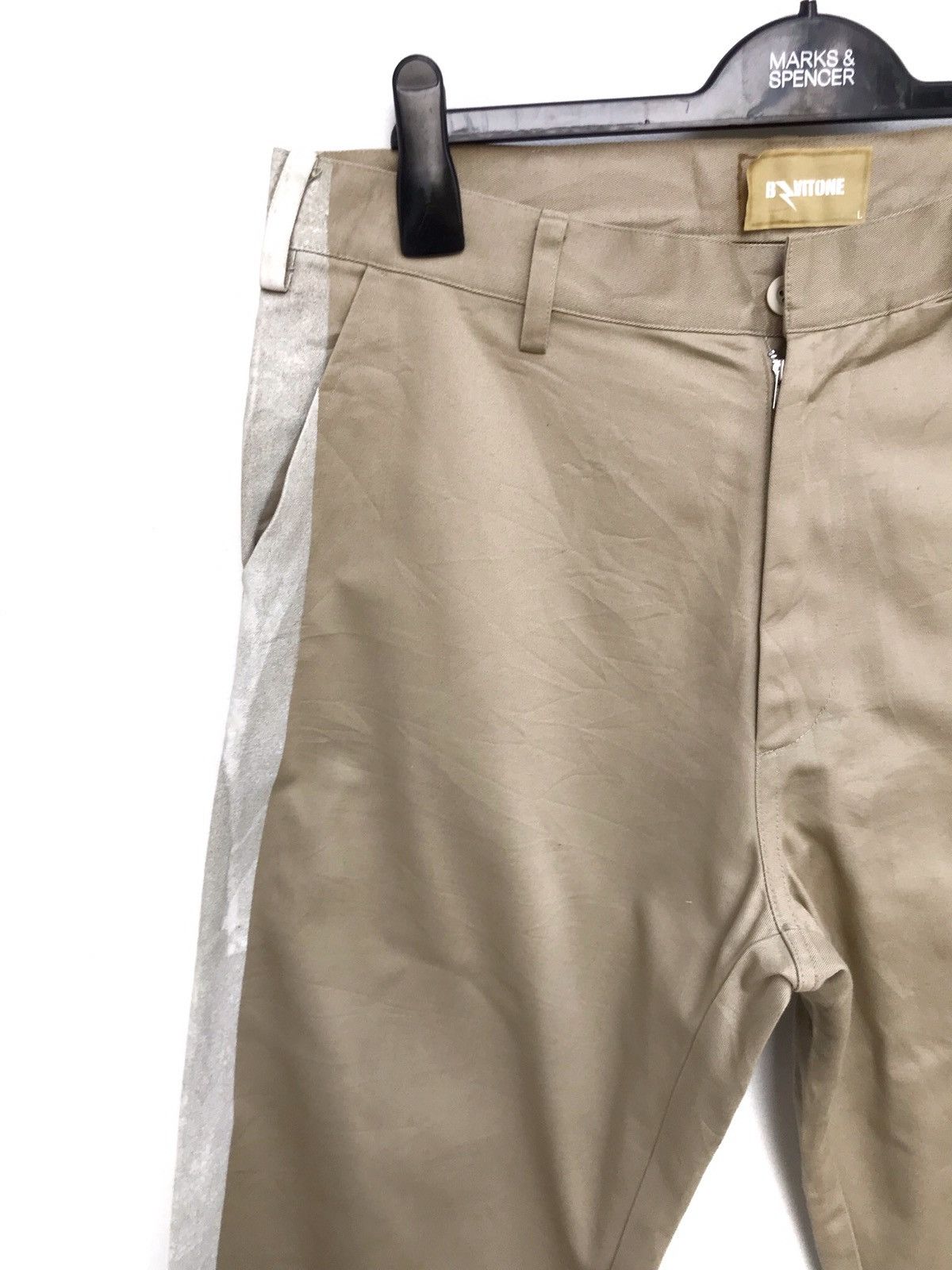 Japanese Brand Japanese Brand B⚡️aitone. Side Tape Paint Khakis Pants Size US 33 - 3 Thumbnail