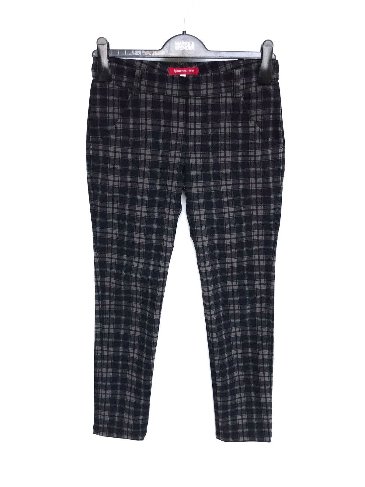 image of Apuweiser-Riche Checkered Skinny Pants in Black Grey, Men's (Size 27)
