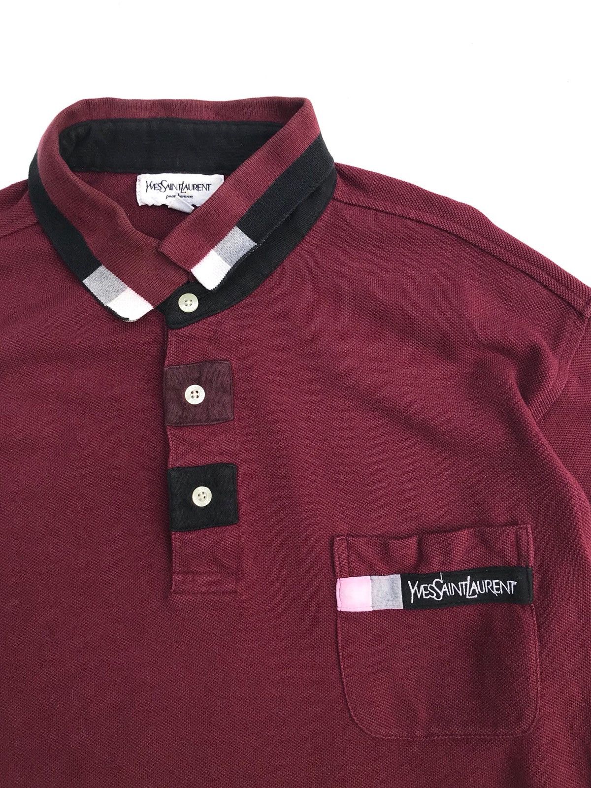 Yves Saint Laurent Yves Saint Laurent Pocket Logo LS Polo Shirts Size US L / EU 52-54 / 3 - 2 Thumbnail