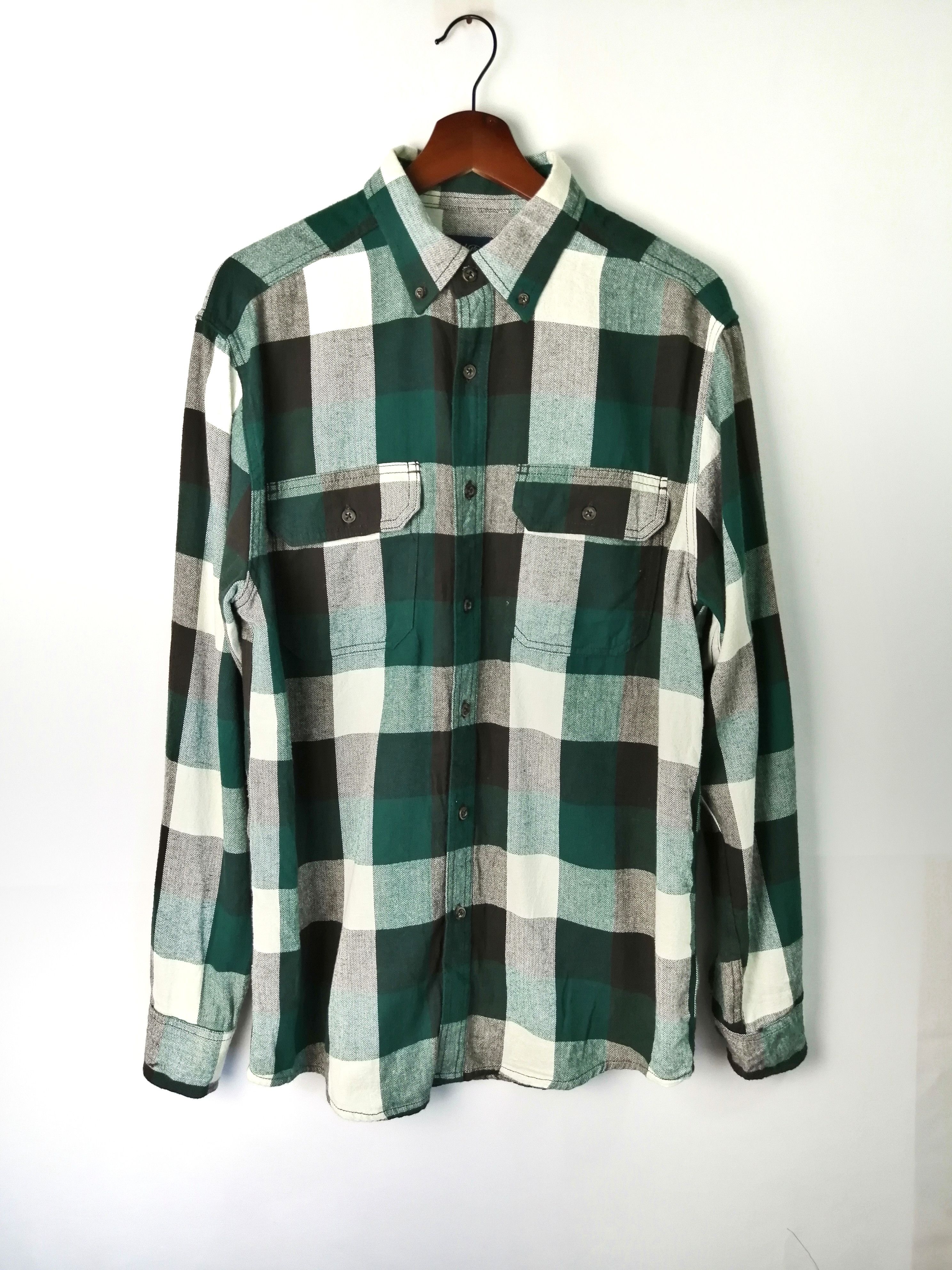 image of Faded Glory Flannel Button Up in Green, Men's (Size Small)
