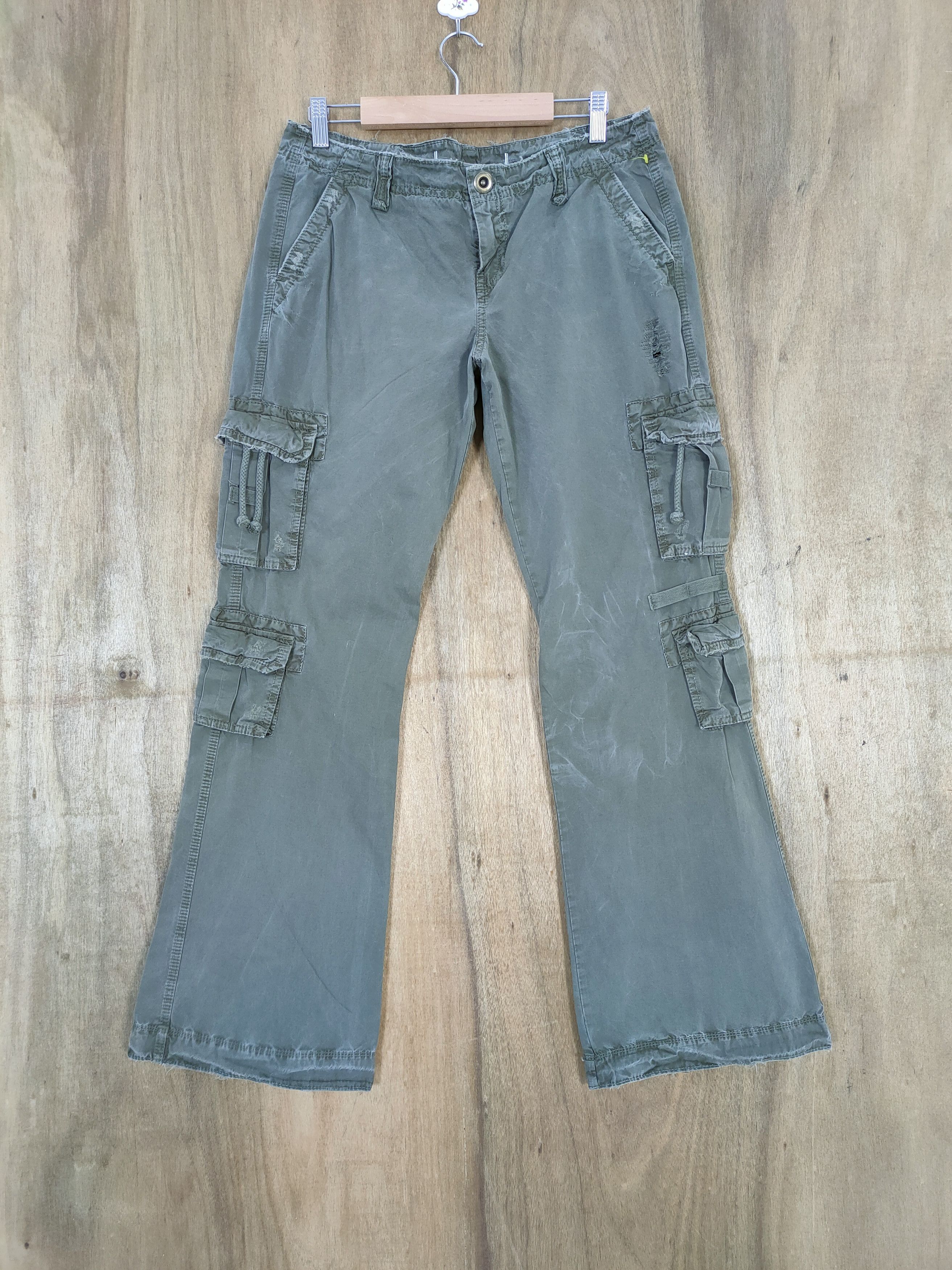 image of Vintage Flare Cargo Pants in Faded Green, Men's (Size 30)