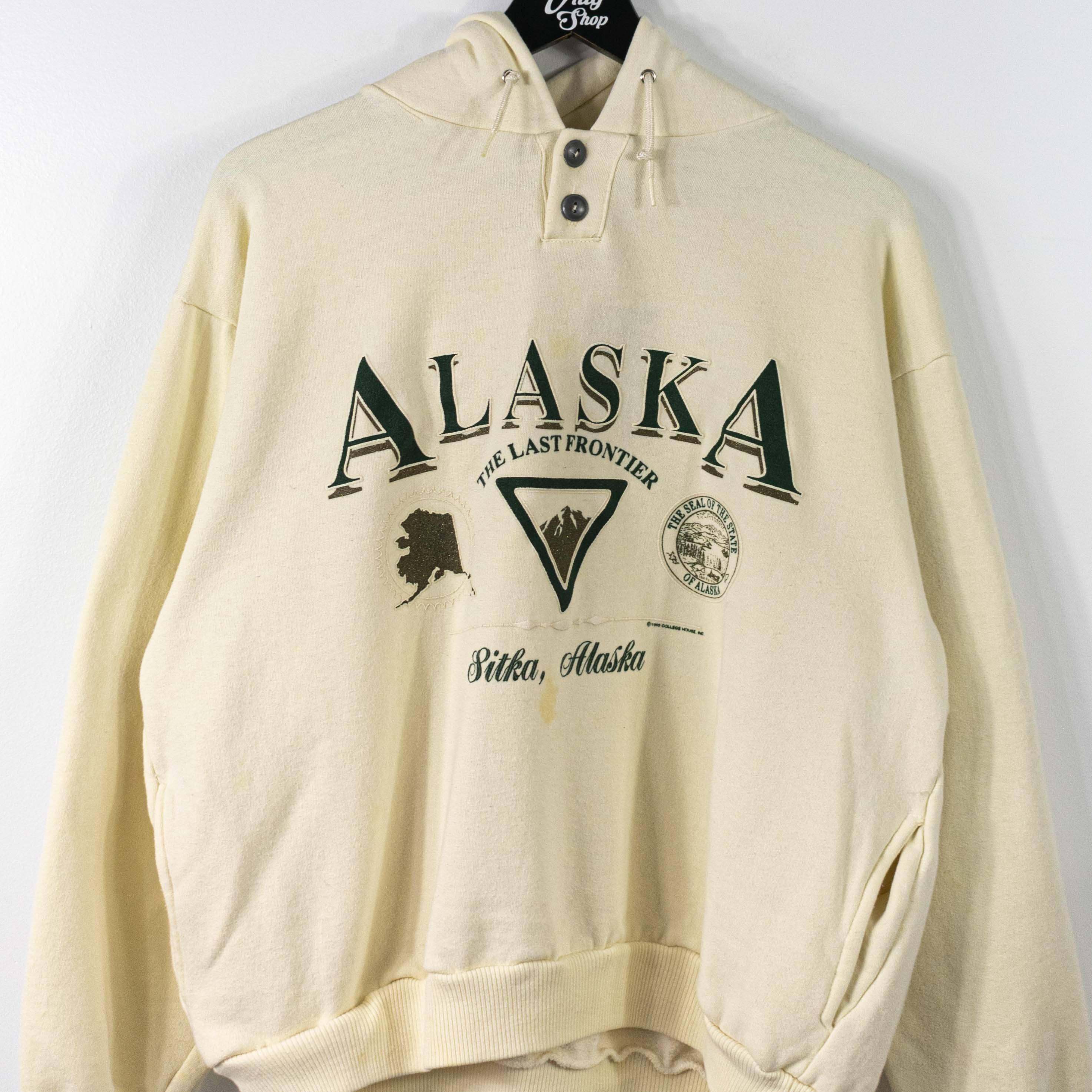 Vintage Vintage Alaska The Last Frontier Henley Hoodie Sweatshirt Grailed