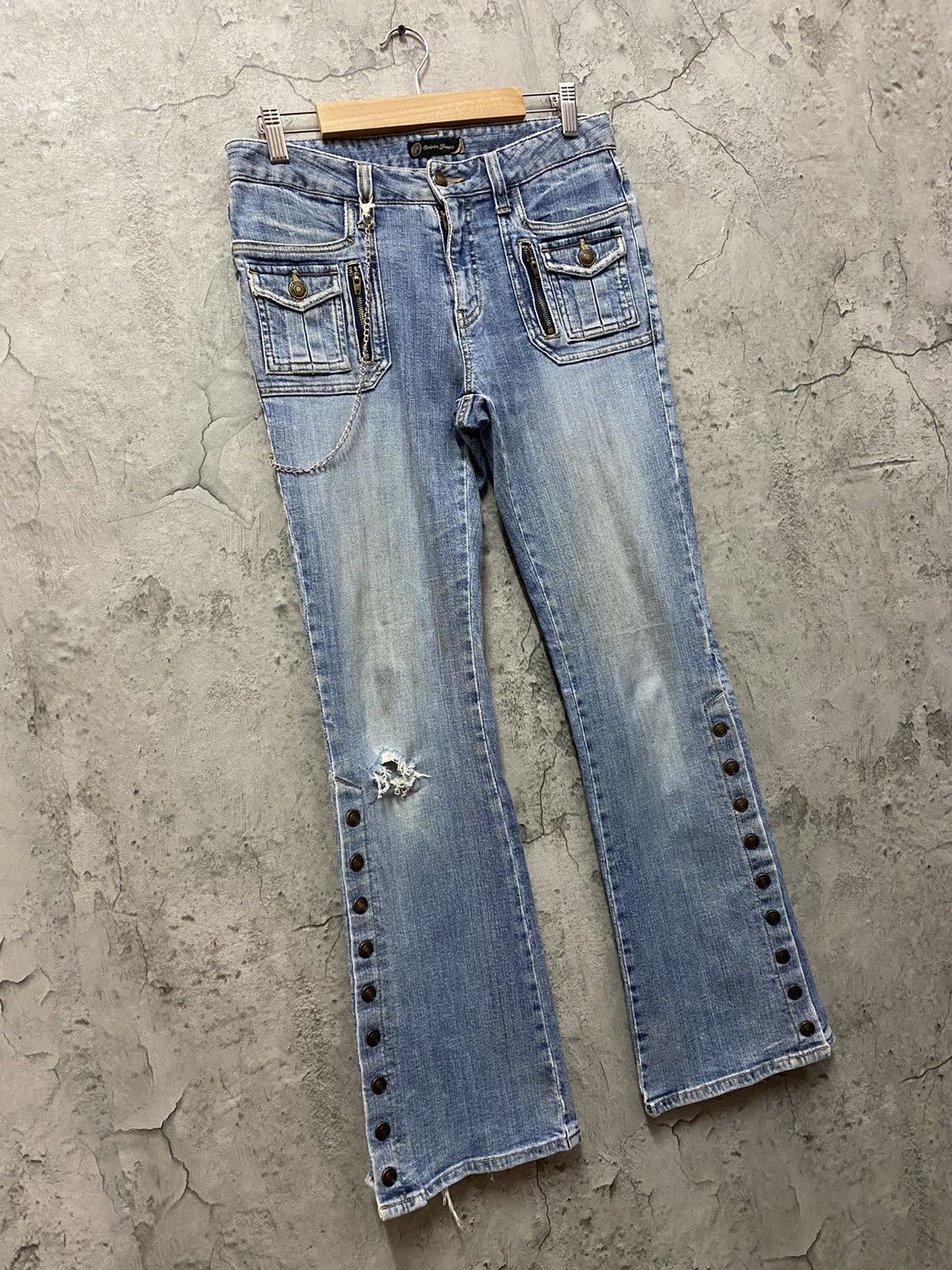 Japanese Brand Vintage Oririn Jeans Bush Pocket Button Up Ankle Flared Size US 28 / EU 44 - 5 Thumbnail