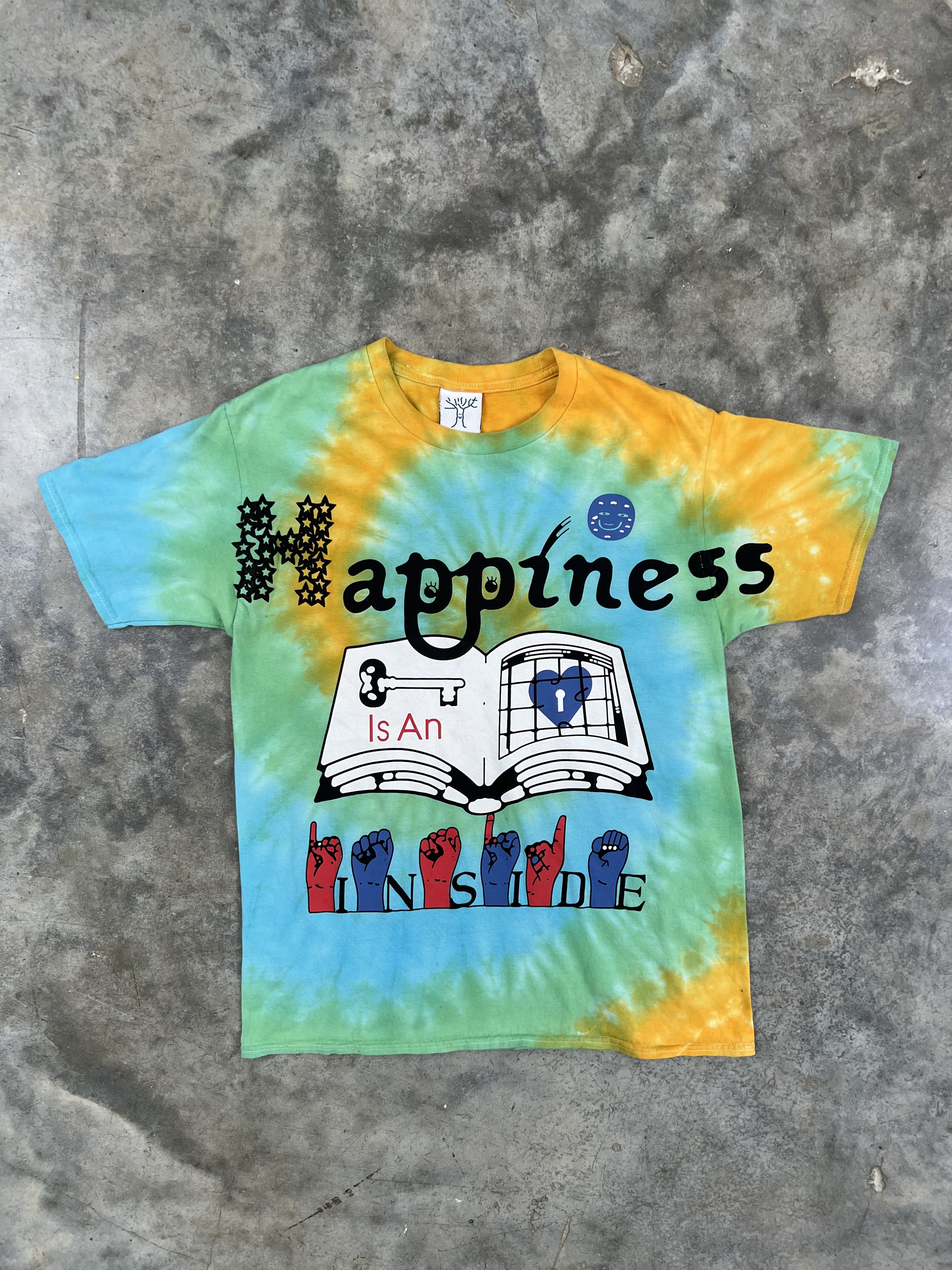 image of Online Ceramics Happiness Is Inside Tee Tie Dye Medium in White, Men's