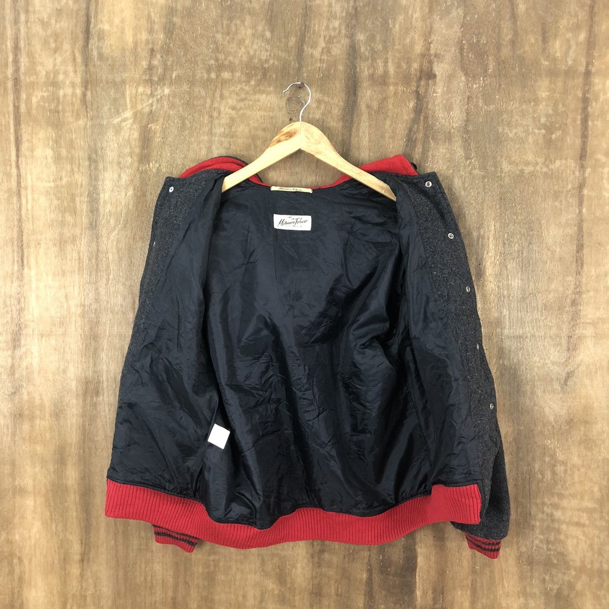 Japanese Brand MITSUWA FUKUSO GREY WOOL VARSITY JACKET HOODIES #1874 Size US M / EU 48-50 / 2 - 7 Thumbnail