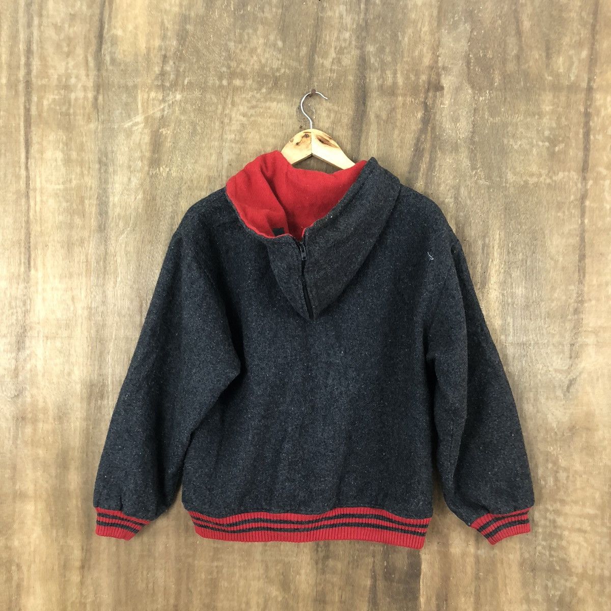Japanese Brand MITSUWA FUKUSO GREY WOOL VARSITY JACKET HOODIES #1874 Size US M / EU 48-50 / 2 - 8 Thumbnail