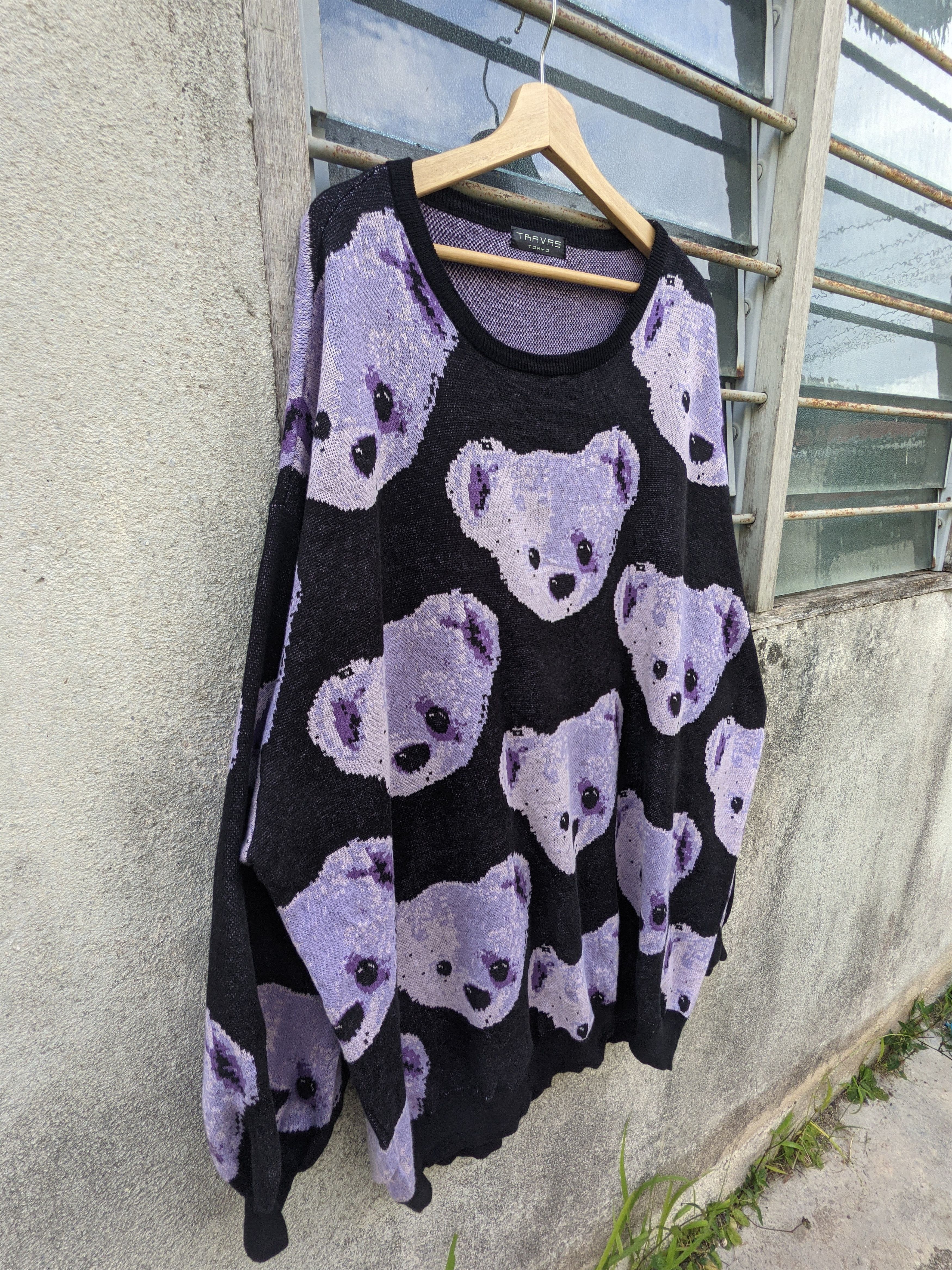 Homespun Knitwear × Japanese Brand Travas Tokyo Fullprint Bear Baggy Knitwear Size US XXL / EU 58 / 5 - 4 Thumbnail