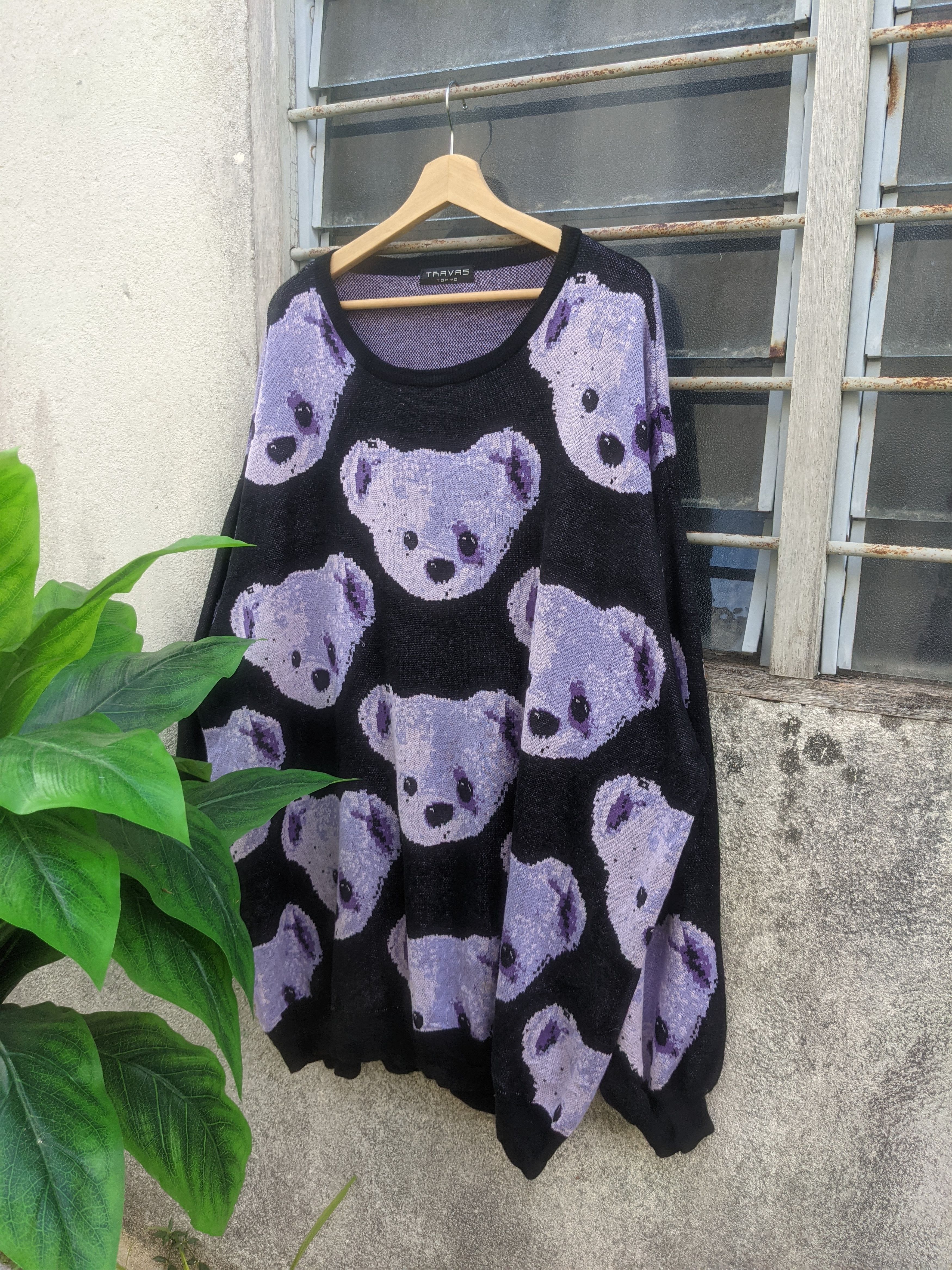 Homespun Knitwear × Japanese Brand Travas Tokyo Fullprint Bear Baggy Knitwear Size US XXL / EU 58 / 5 - 1 Thumbnail
